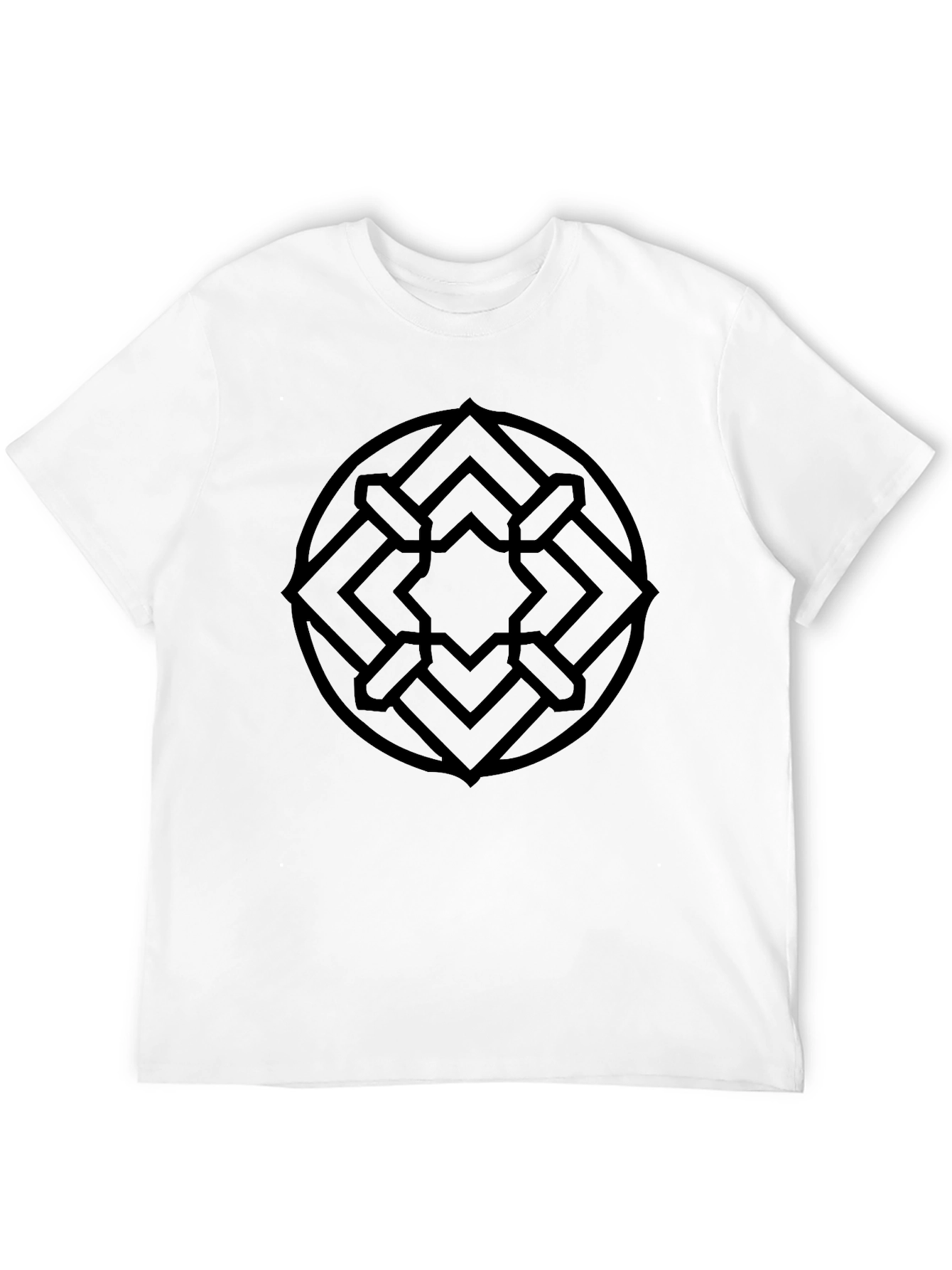 Geometric Circle Design Black T-Shirt