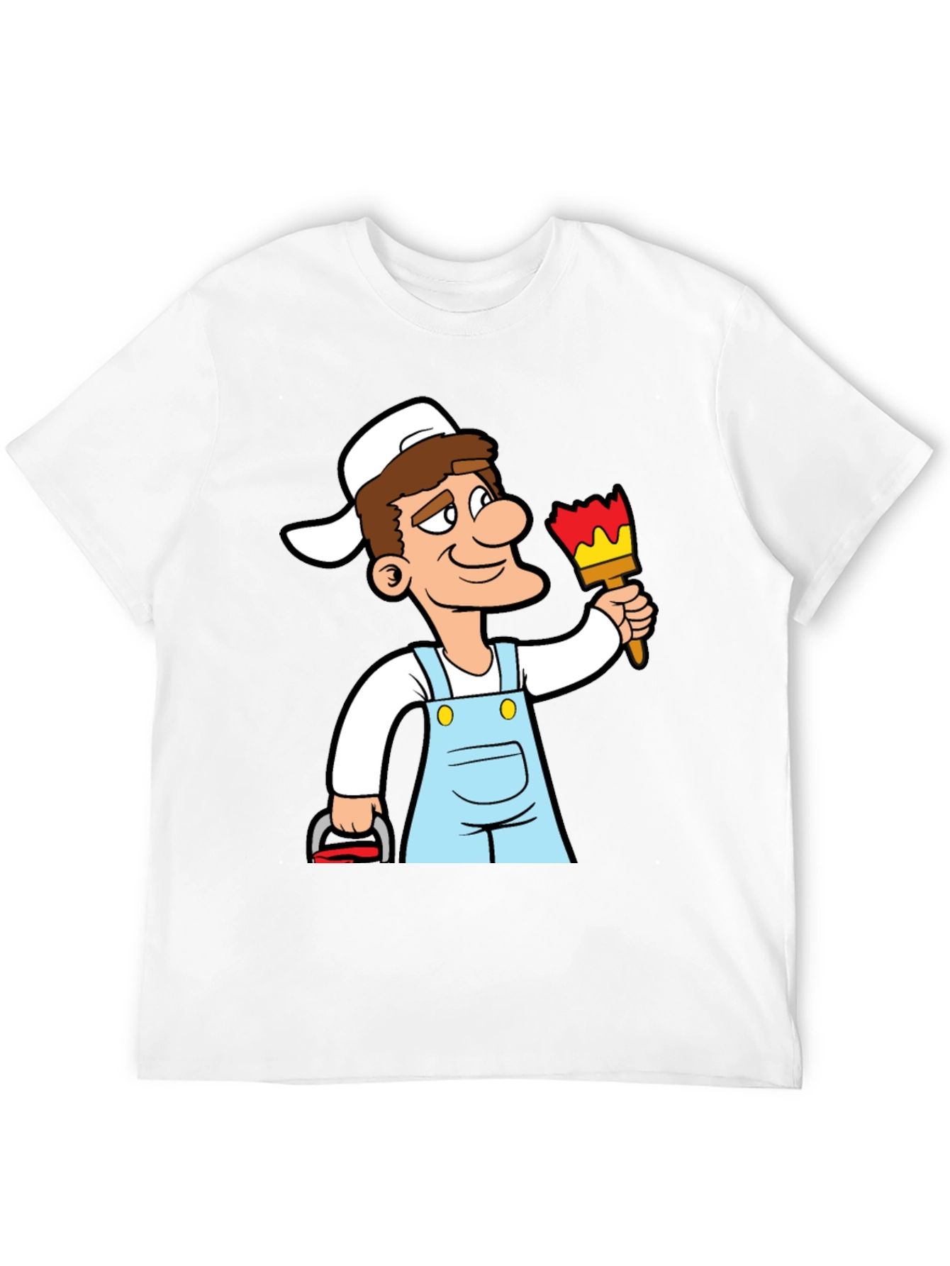Painter Cartoon Graphic T-Shirt - Black Cotton Tee