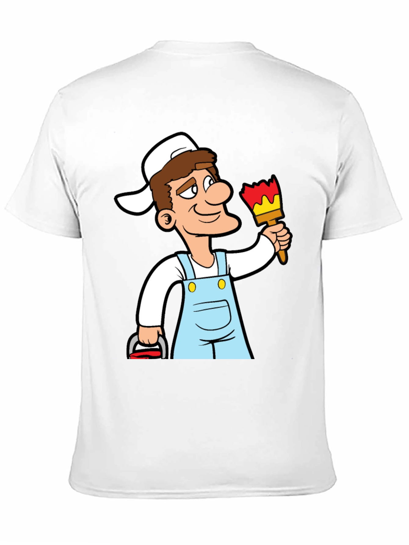 Painter Cartoon Graphic T-Shirt - Black Cotton Tee