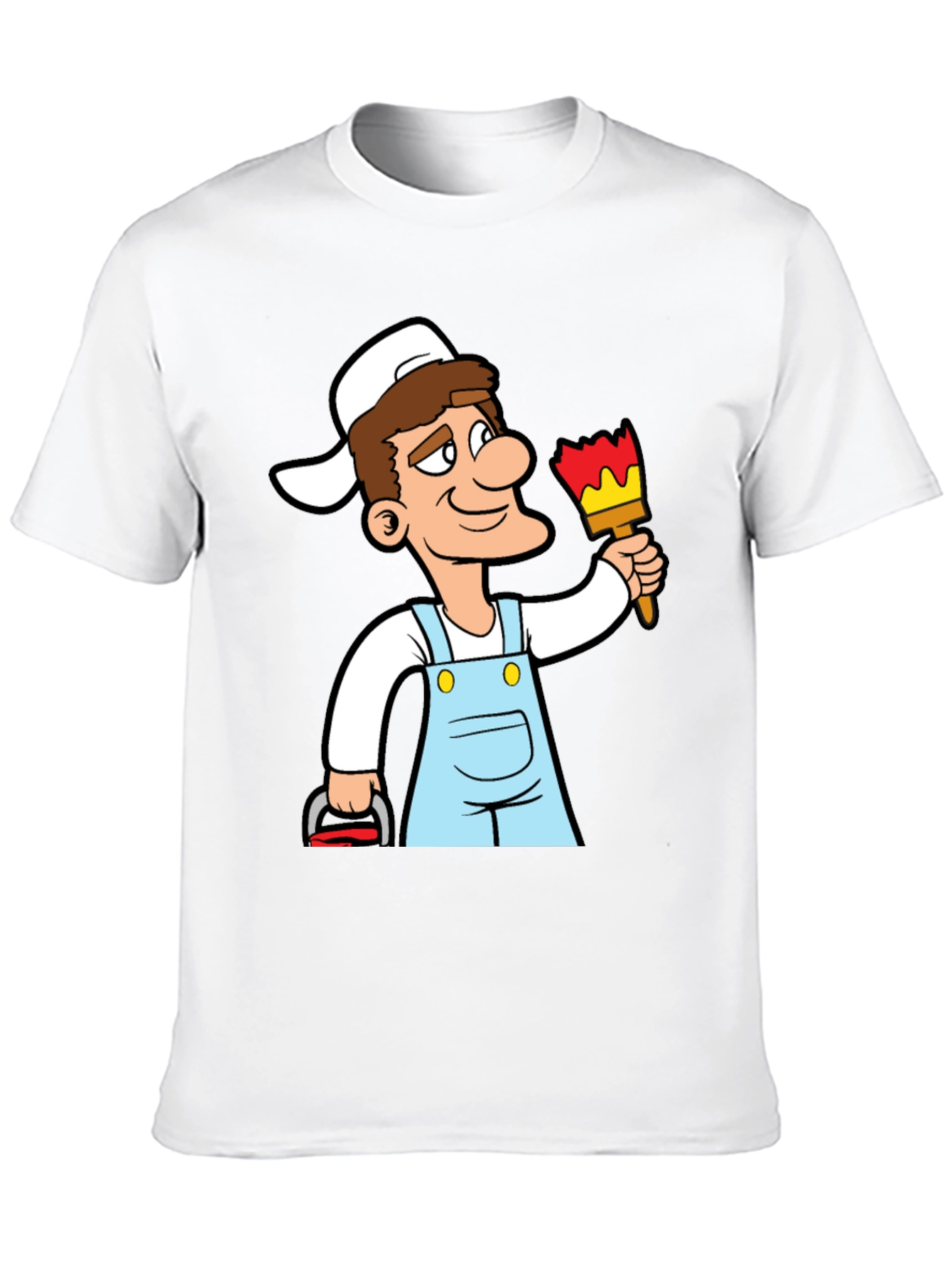 Painter Cartoon Graphic T-Shirt - Black Cotton Tee
