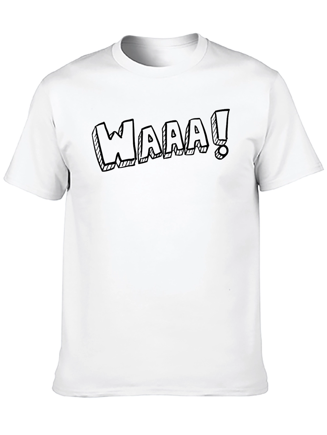 WAAA! Graphic Print T-Shirt - Casual Crew Neck Tee
