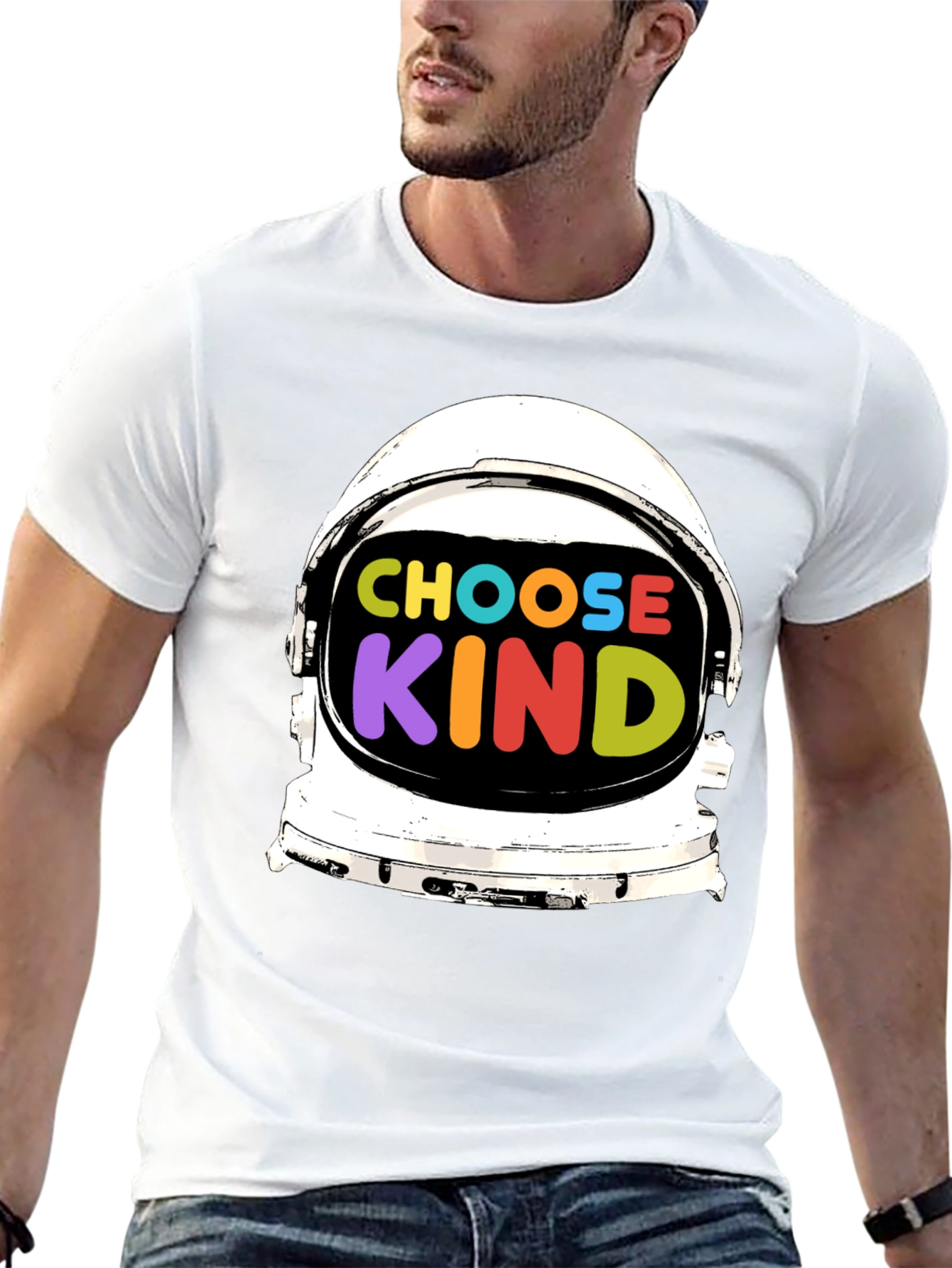 Choose Kind T-Shirt Astronaut Helmet Graphic