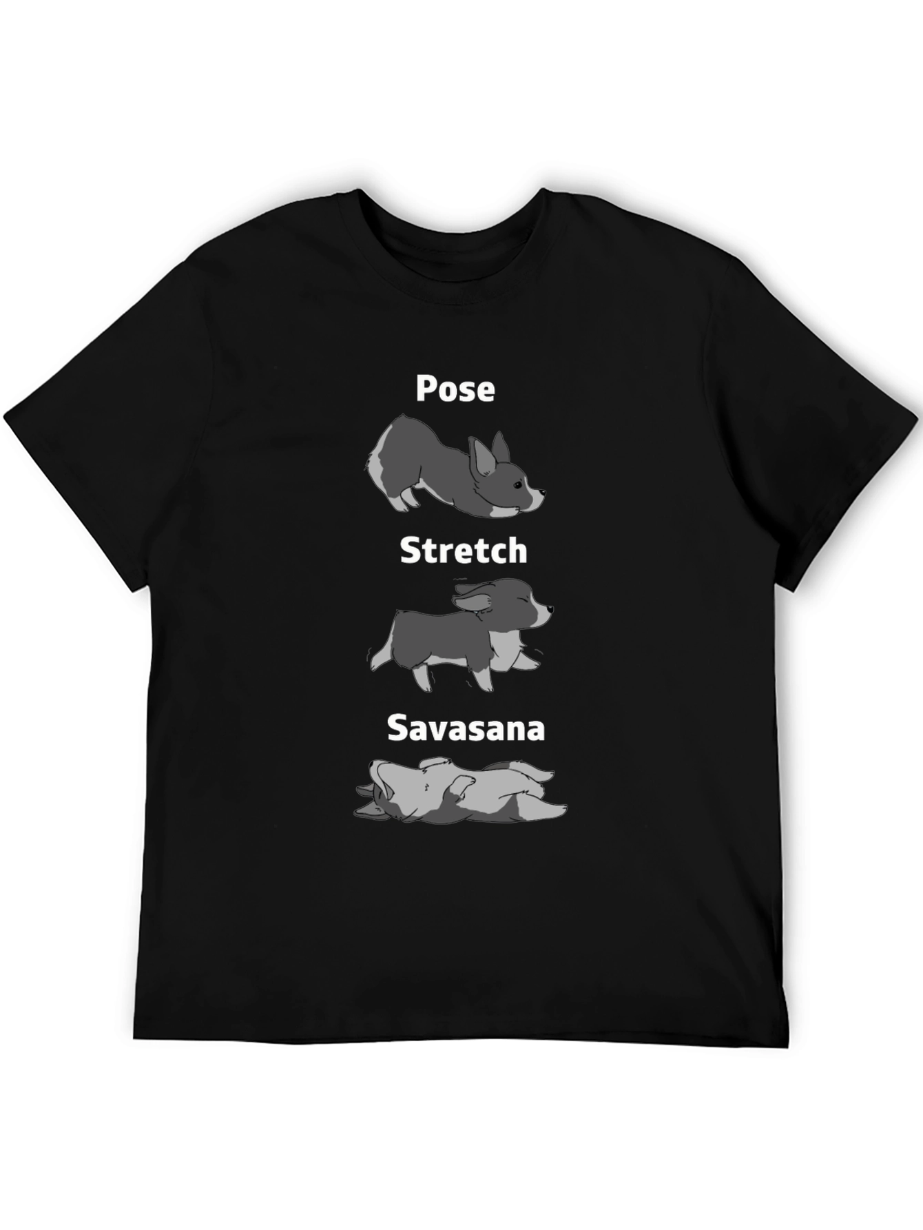 Yoga Dog Pose Graphic Tee - Black Cotton T-Shirt