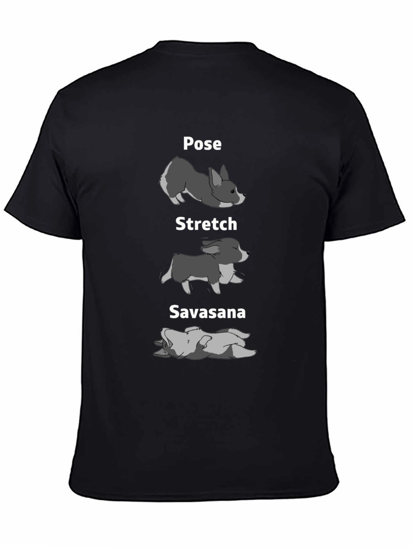 Yoga Dog Pose Graphic Tee - Black Cotton T-Shirt