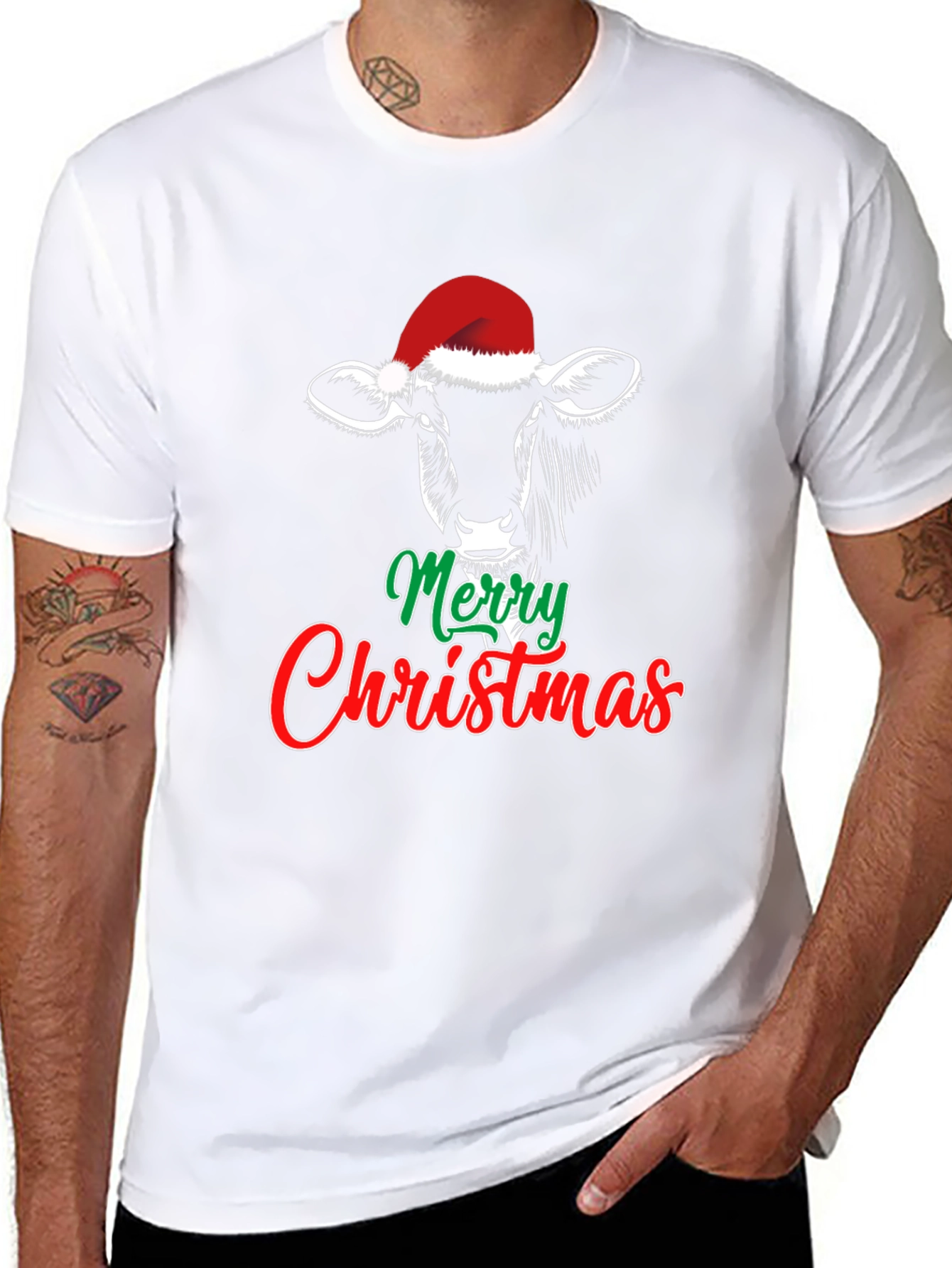Merry Christmas Cow Graphic Tee