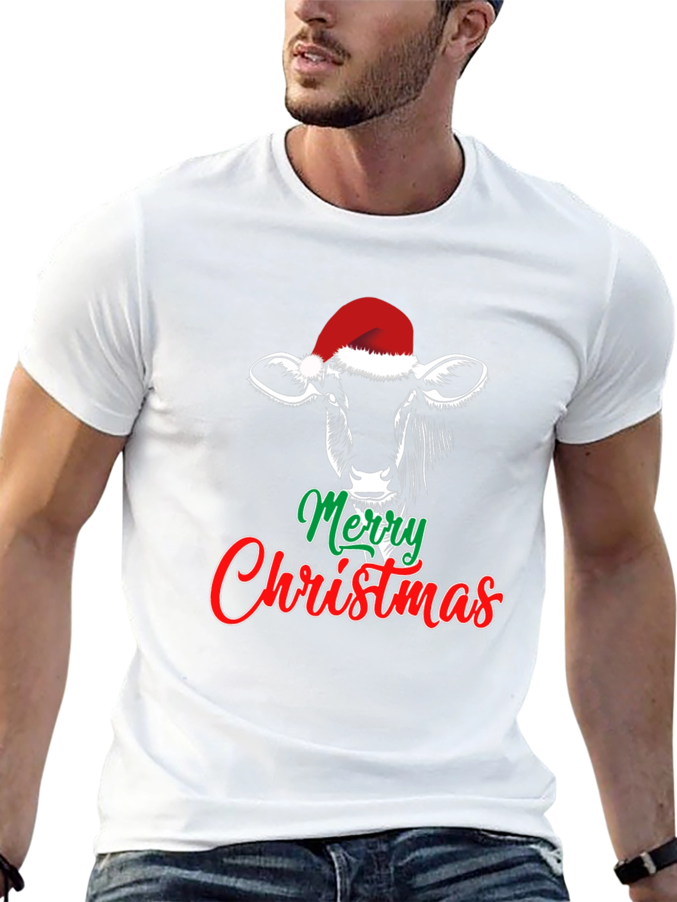 Merry Christmas Cow Graphic Tee