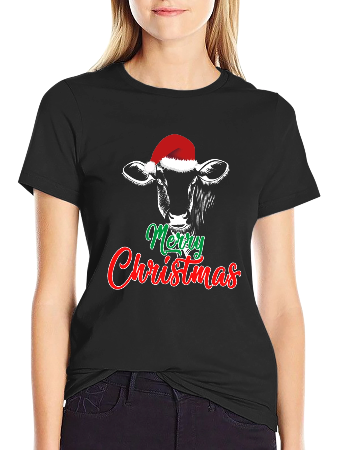 Merry Christmas Cow Graphic Tee