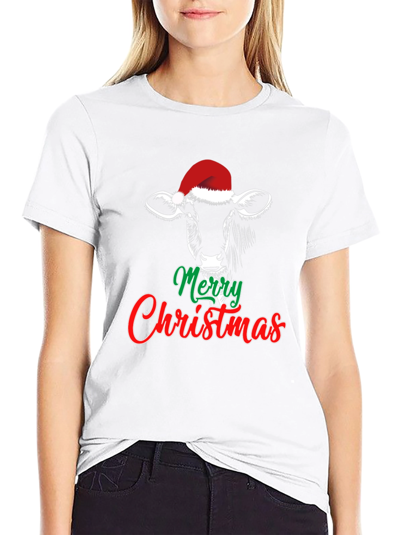 Merry Christmas Cow Graphic Tee