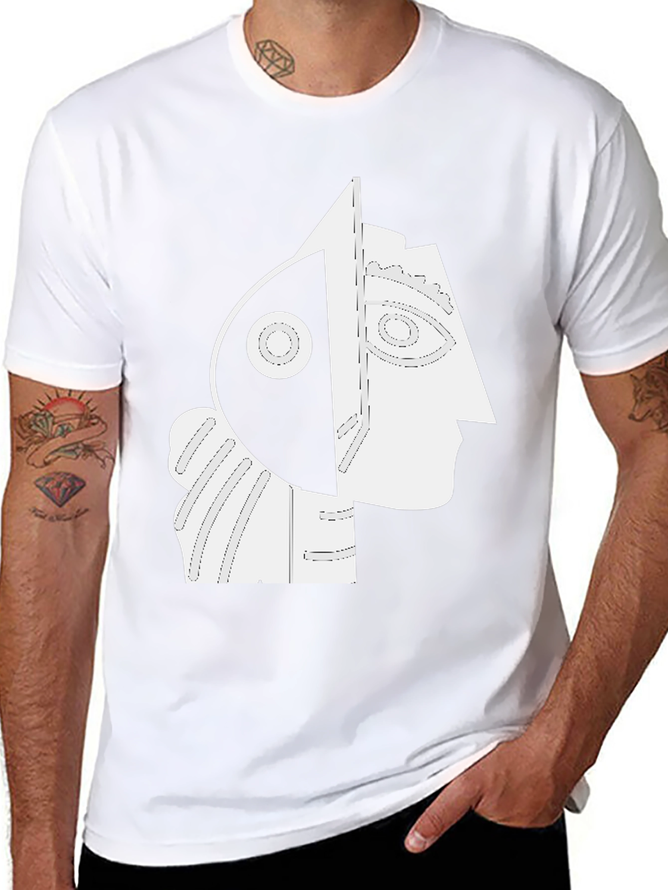Abstract Portrait Graphic Tee - Modern Art Shirt