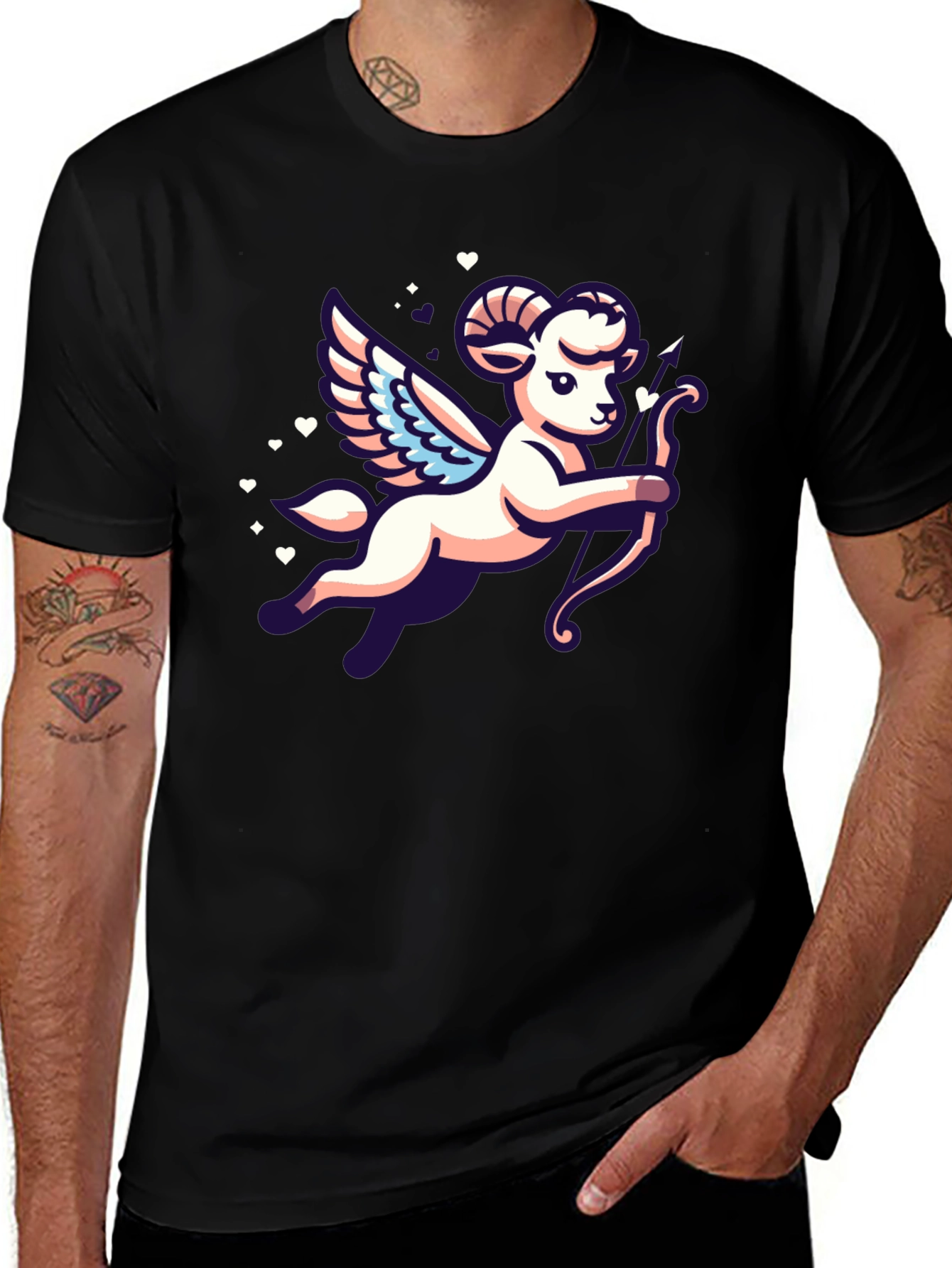 Cupid Aries Ram Graphic T-Shirt
