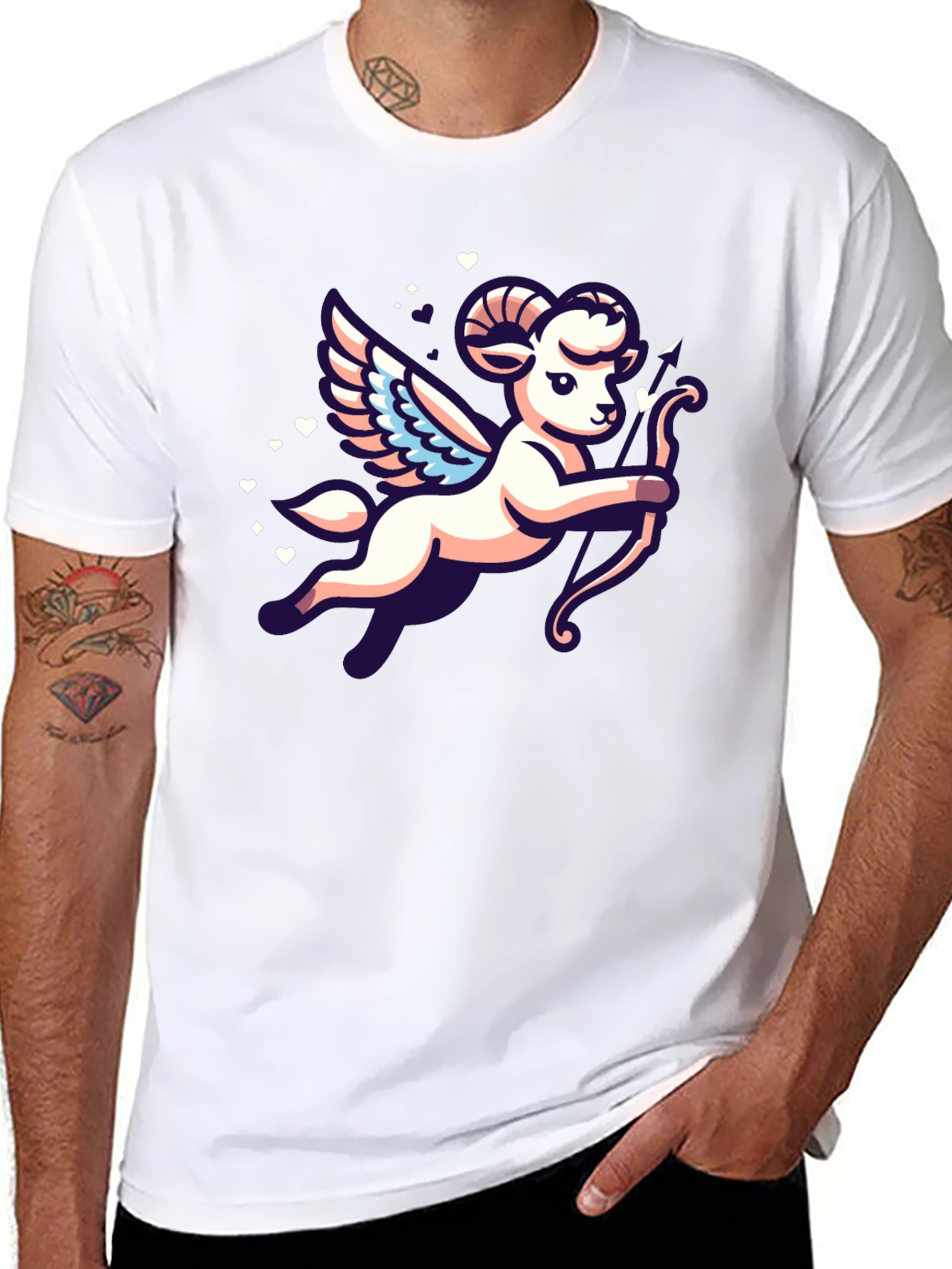 Cupid Aries Ram Graphic T-Shirt