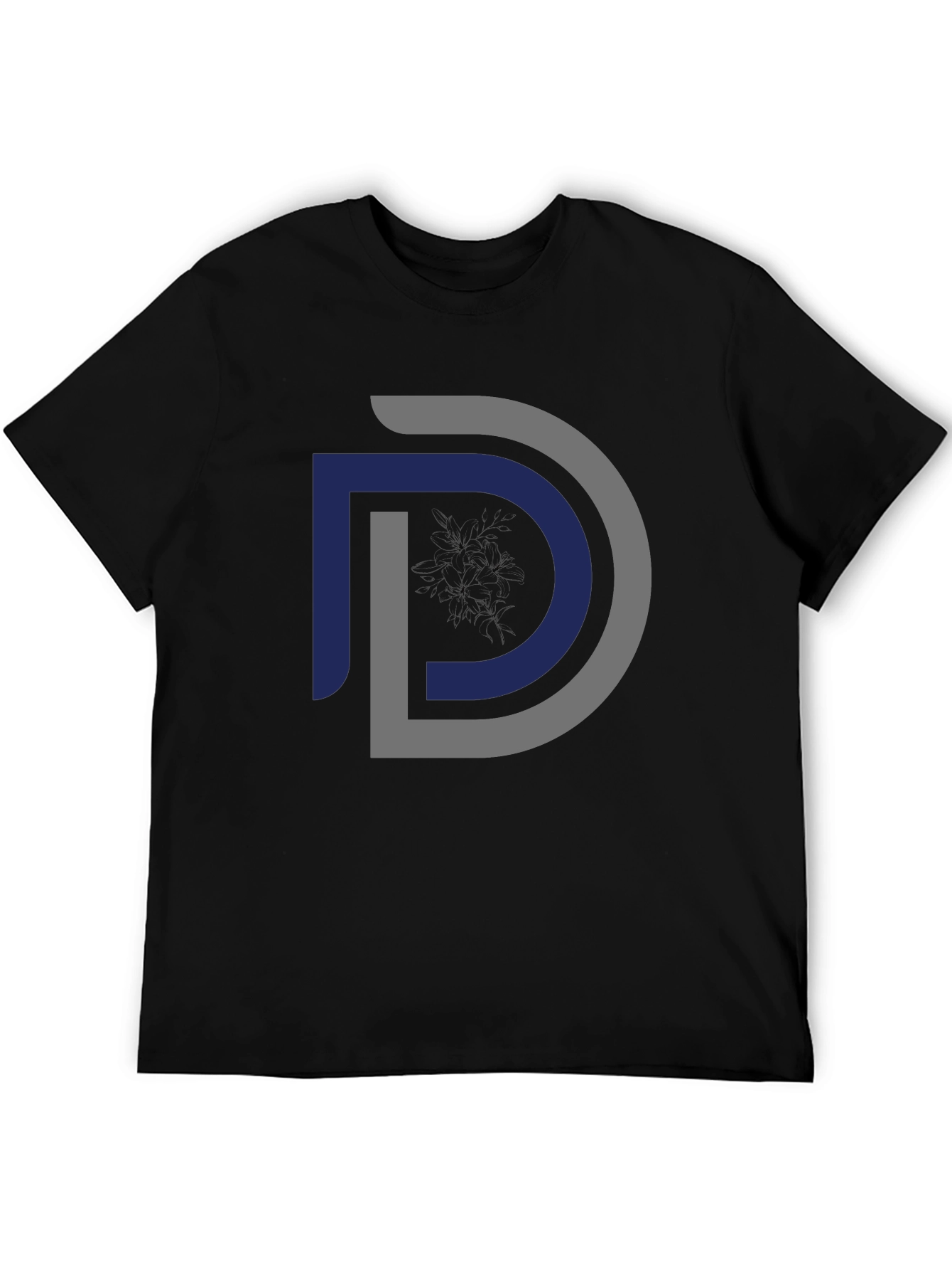 Modern Initial D Graphic Black T-Shirt