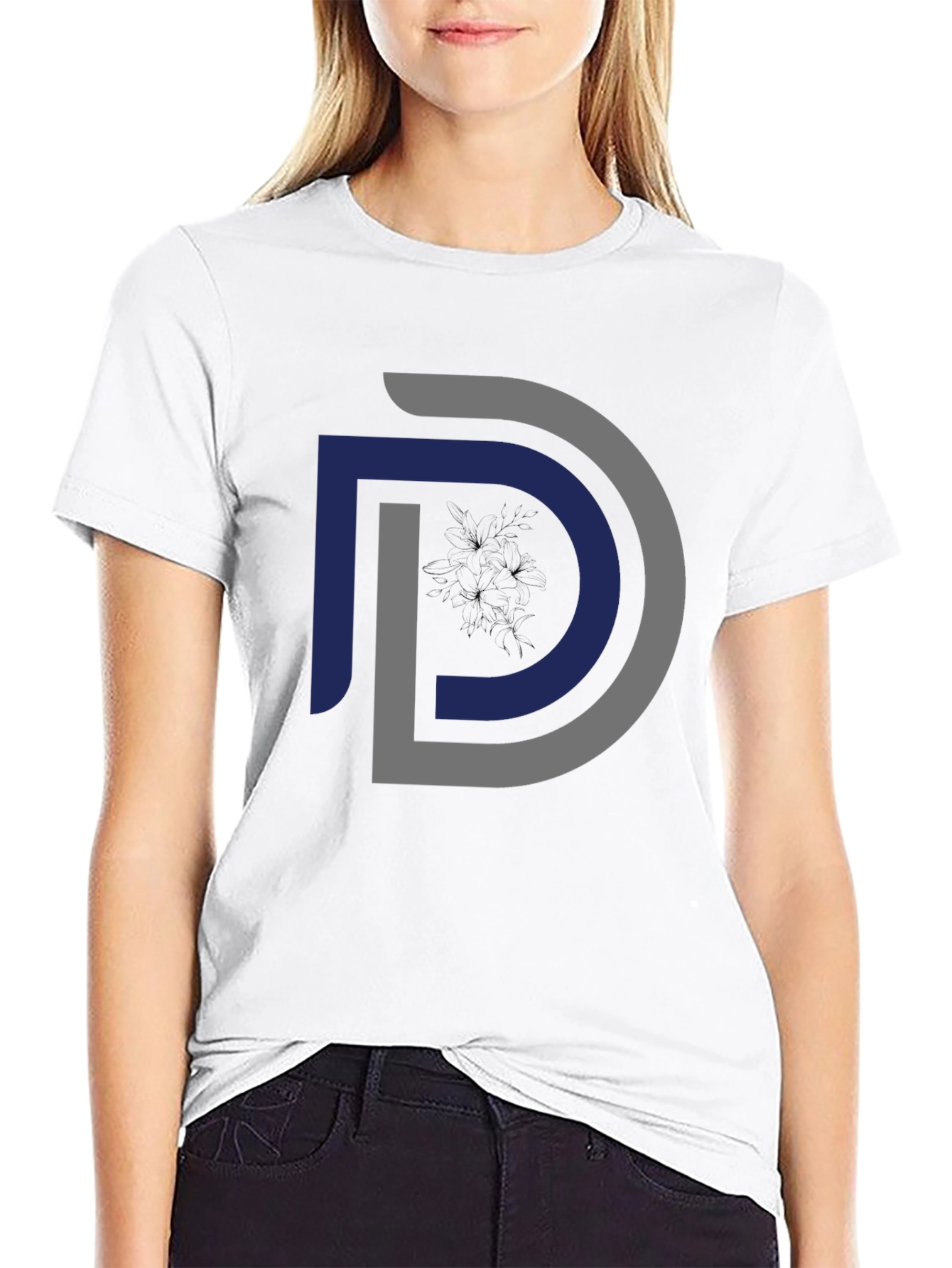 Modern Initial D Graphic Black T-Shirt