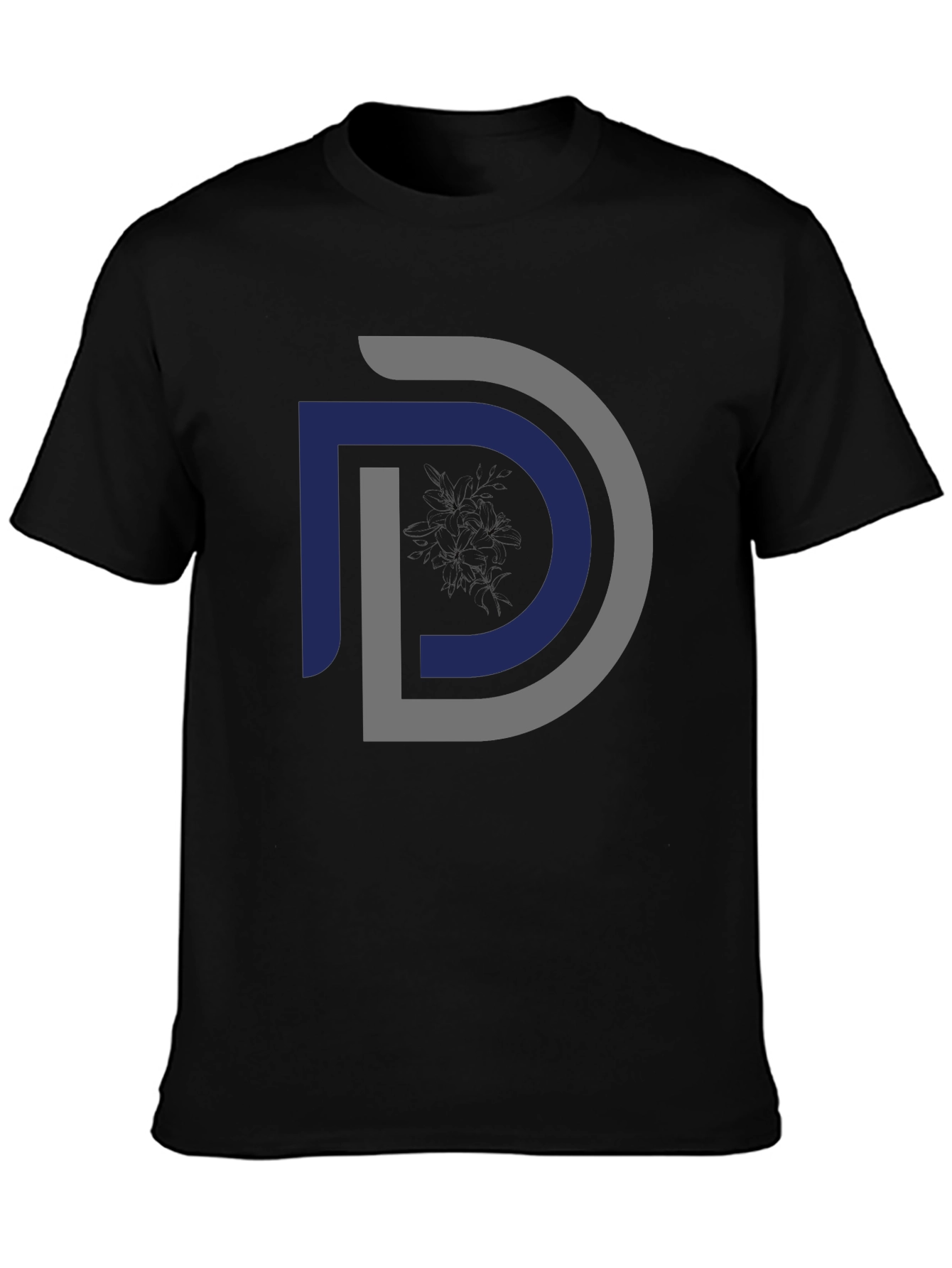 Modern Initial D Graphic Black T-Shirt