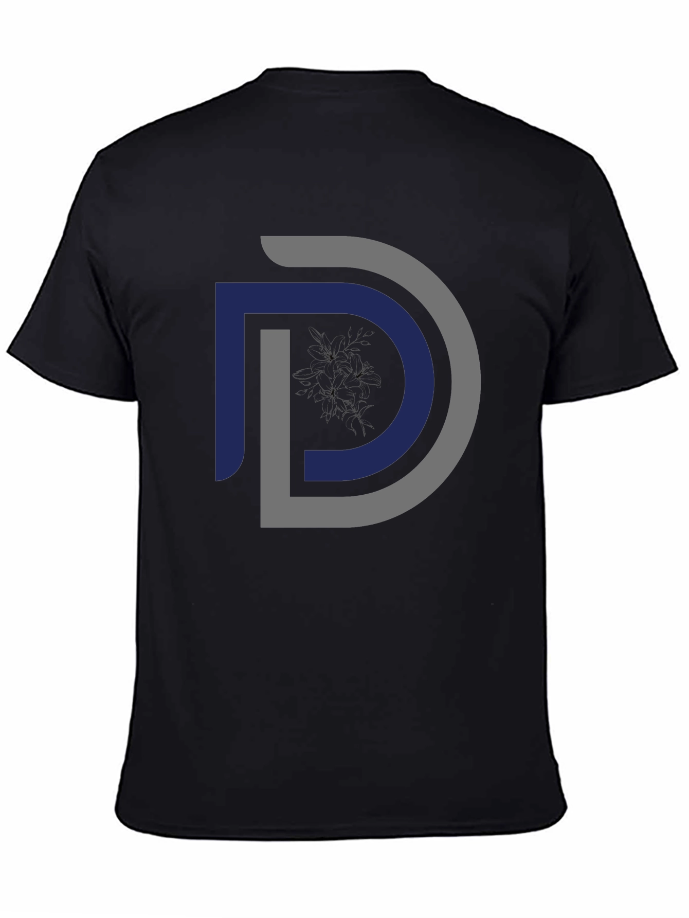 Modern Initial D Graphic Black T-Shirt