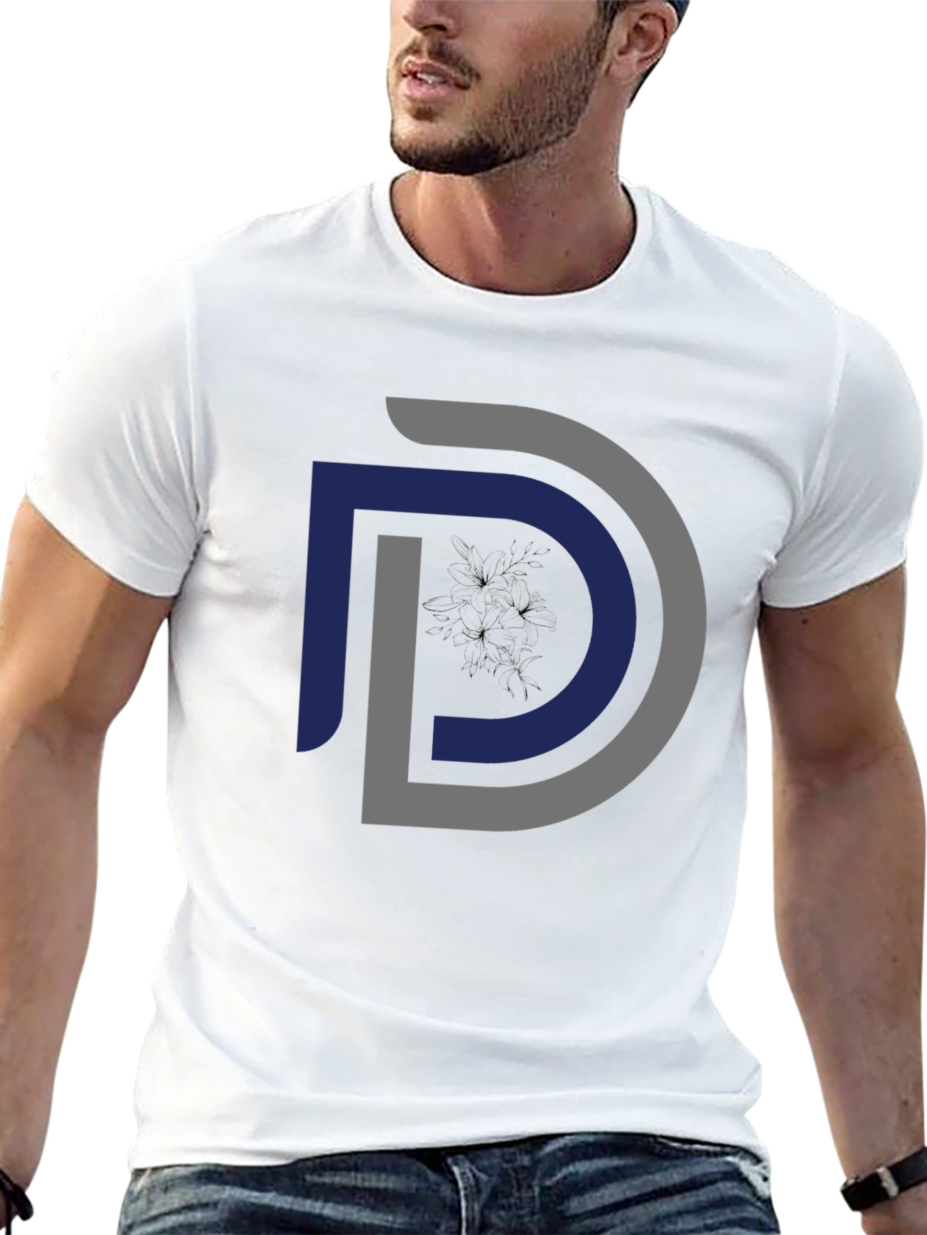 Modern Initial D Graphic Black T-Shirt