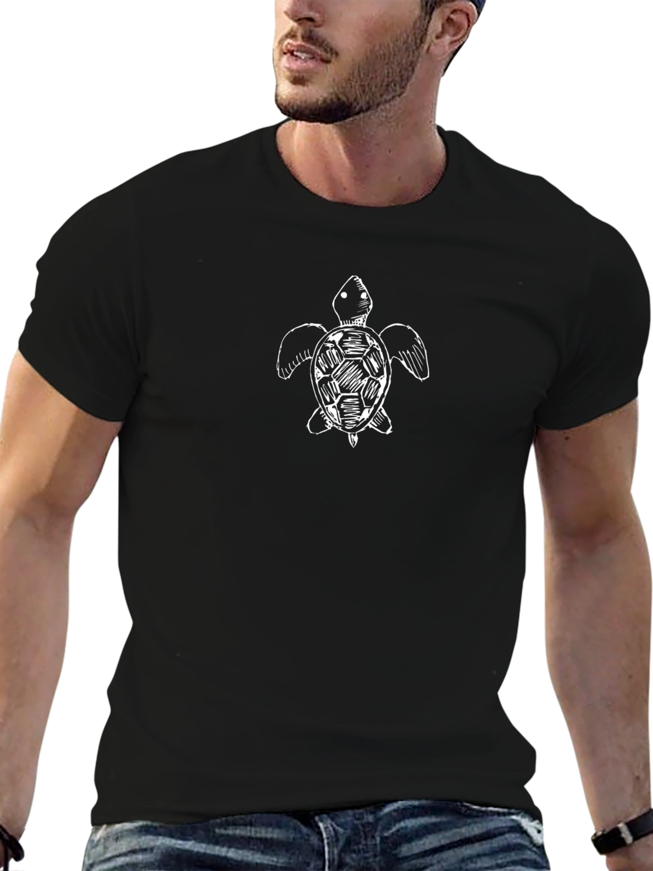 Turtle Graphic Tee - Black Cotton Comfort