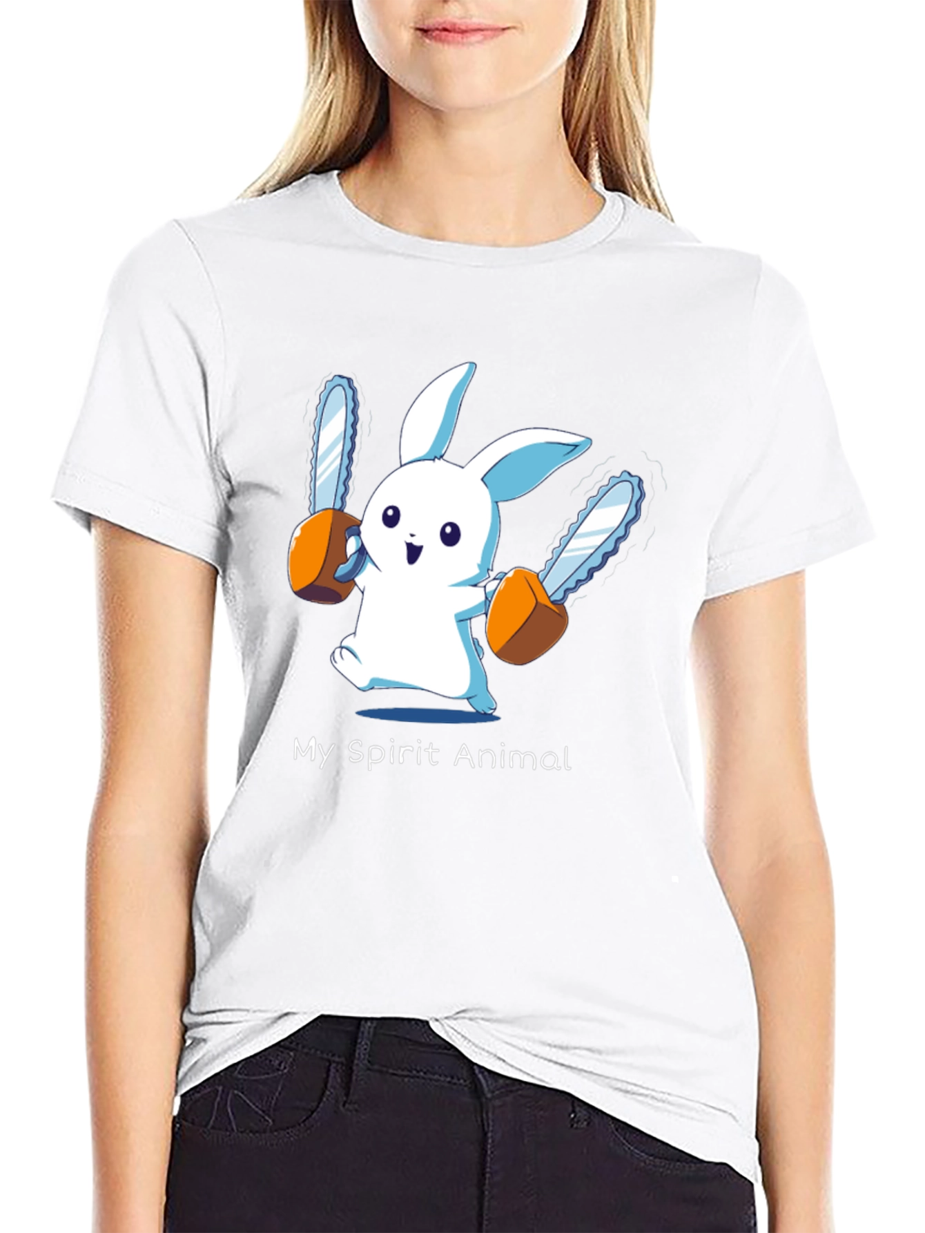 My Spirit Animal Chainsaw Bunny Black T-Shirt