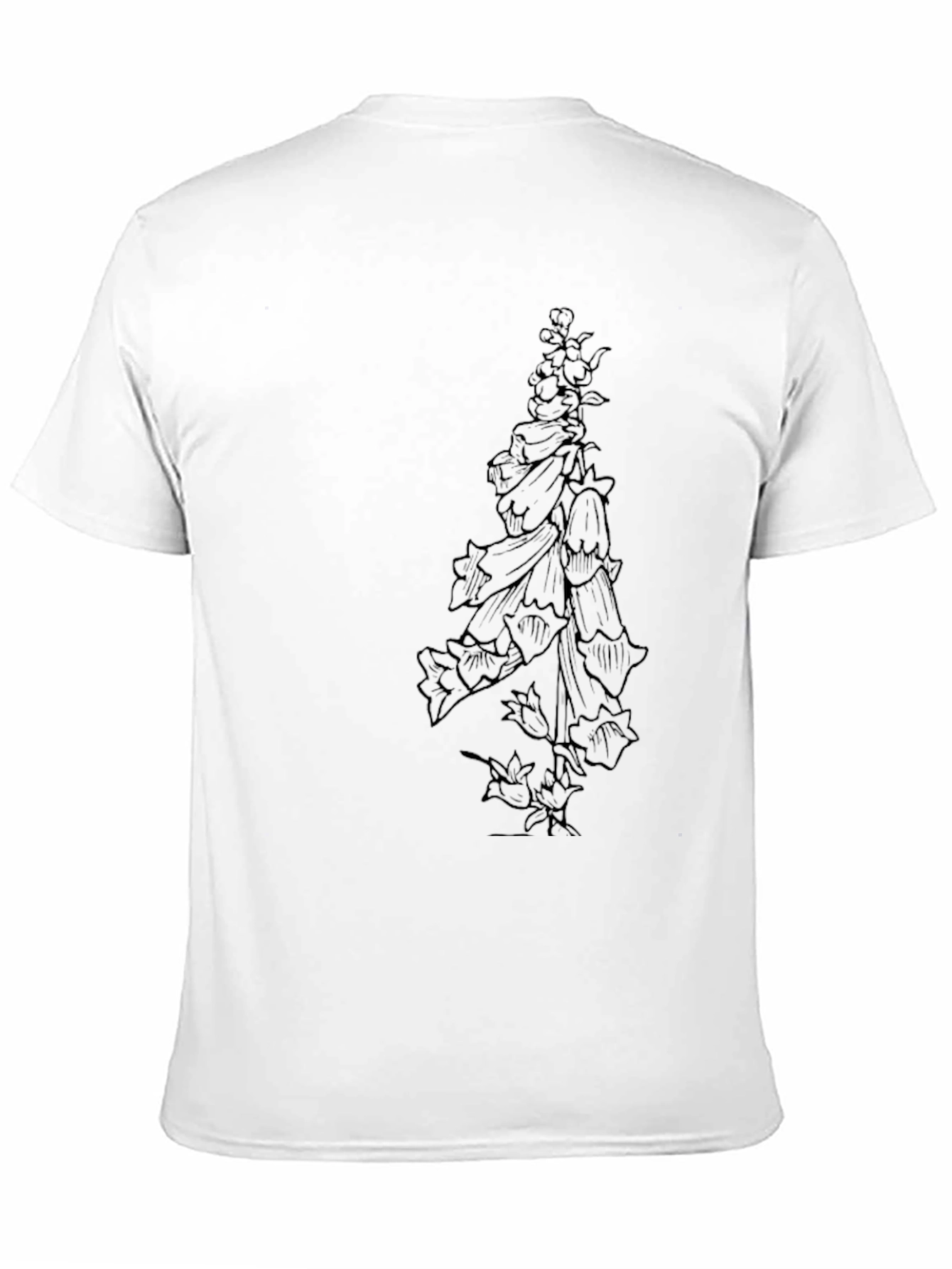 Floral Line Art Black T-Shirt