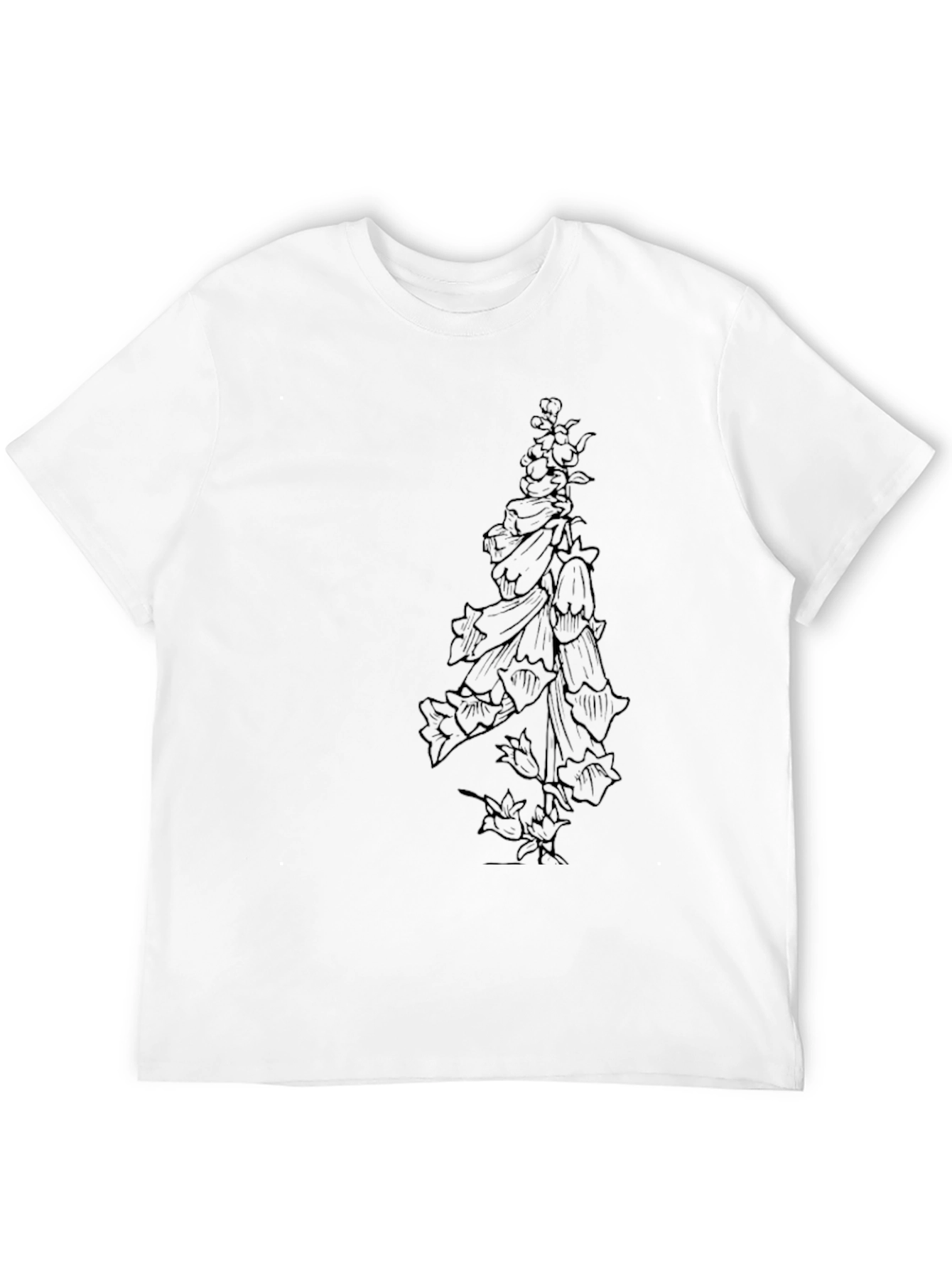 Floral Line Art Black T-Shirt