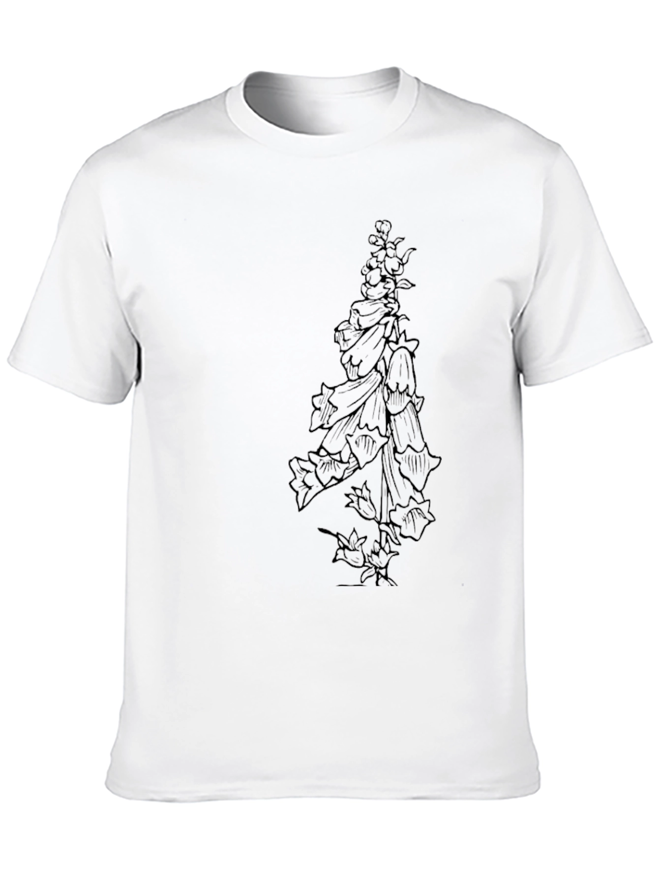 Floral Line Art Black T-Shirt
