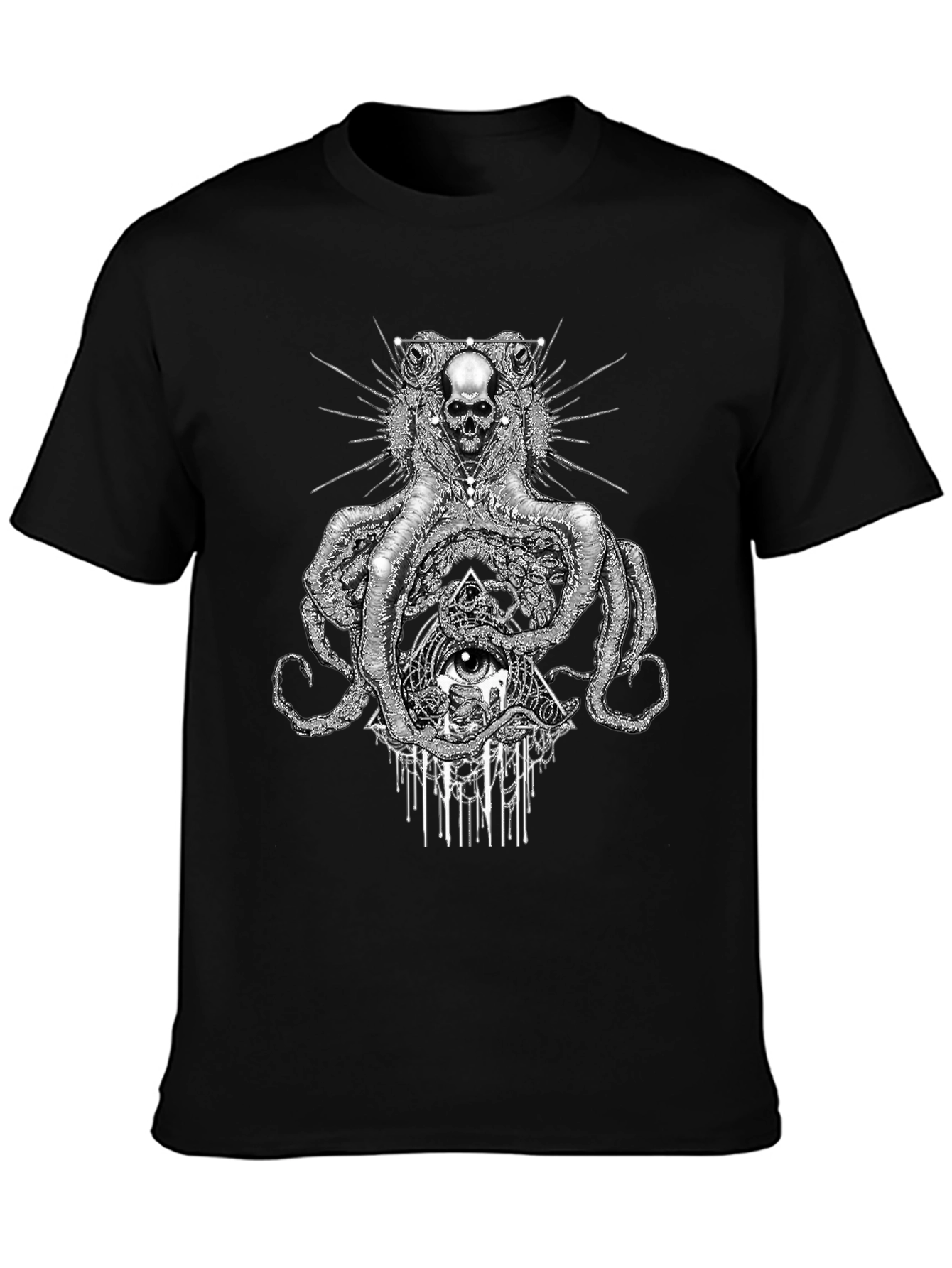 Skull Octopus Graphic Black T-Shirt