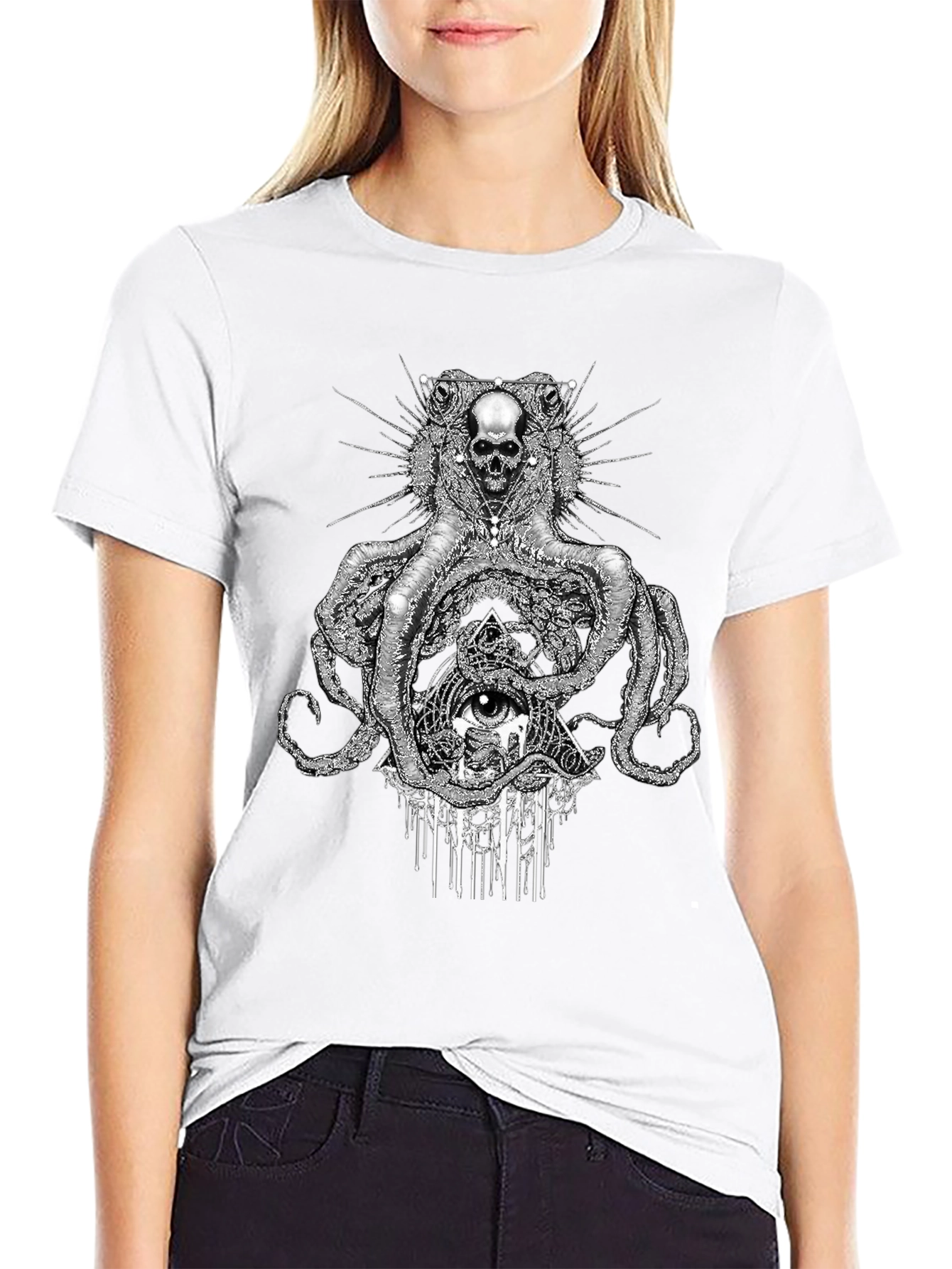 Skull Octopus Graphic Black T-Shirt