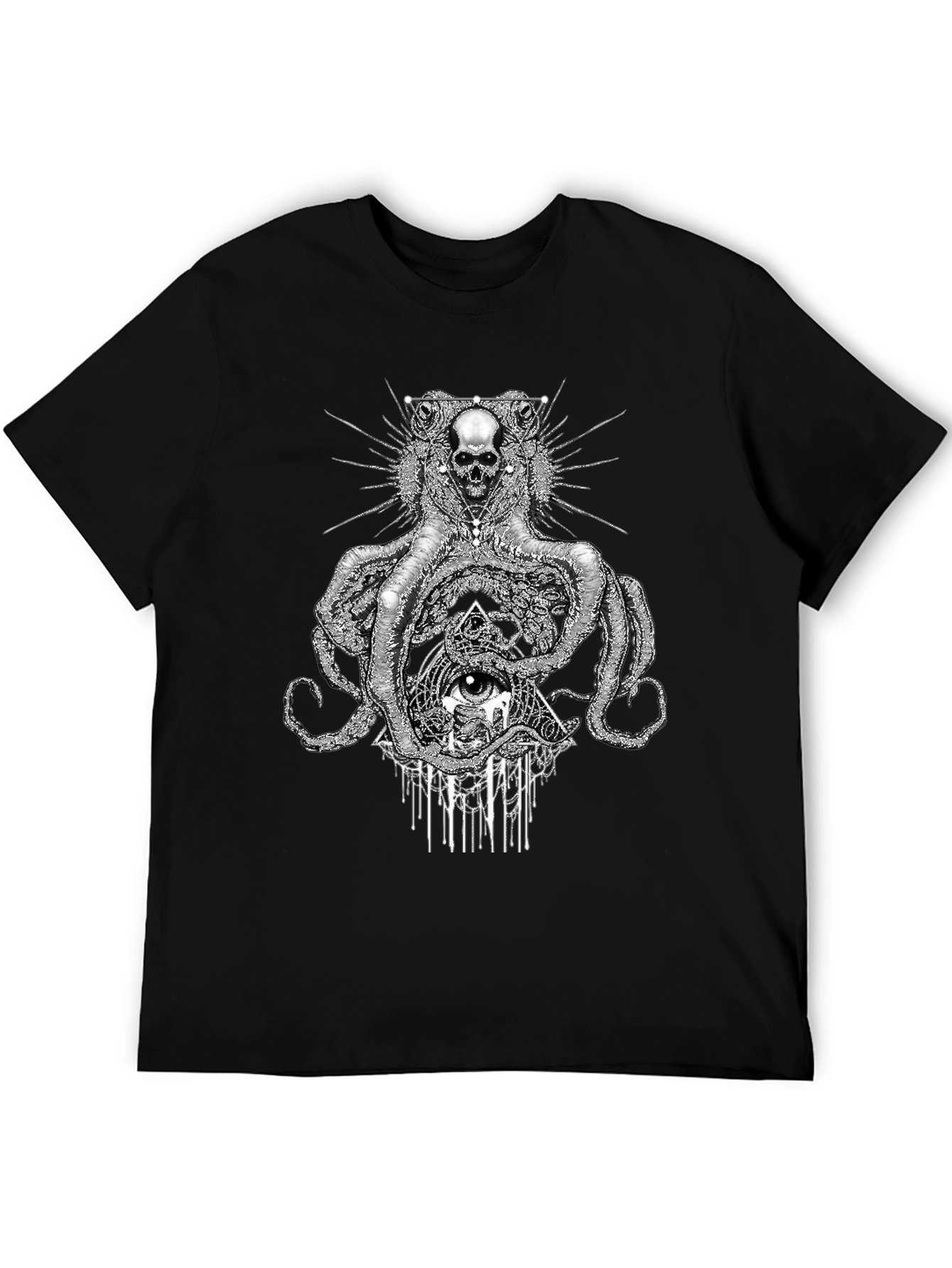 Skull Octopus Graphic Black T-Shirt