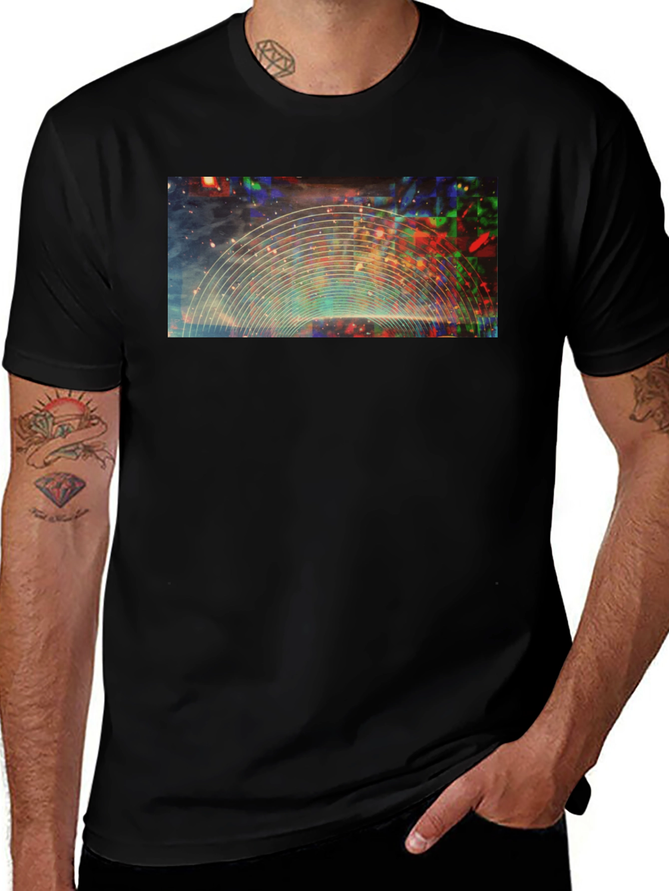 Abstract Galaxy Graphic Black T-Shirt