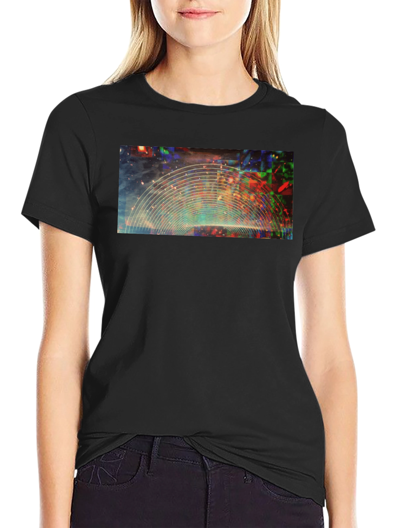 Abstract Galaxy Graphic Black T-Shirt