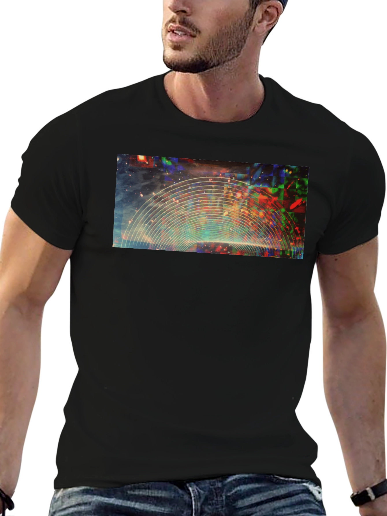 Abstract Galaxy Graphic Black T-Shirt
