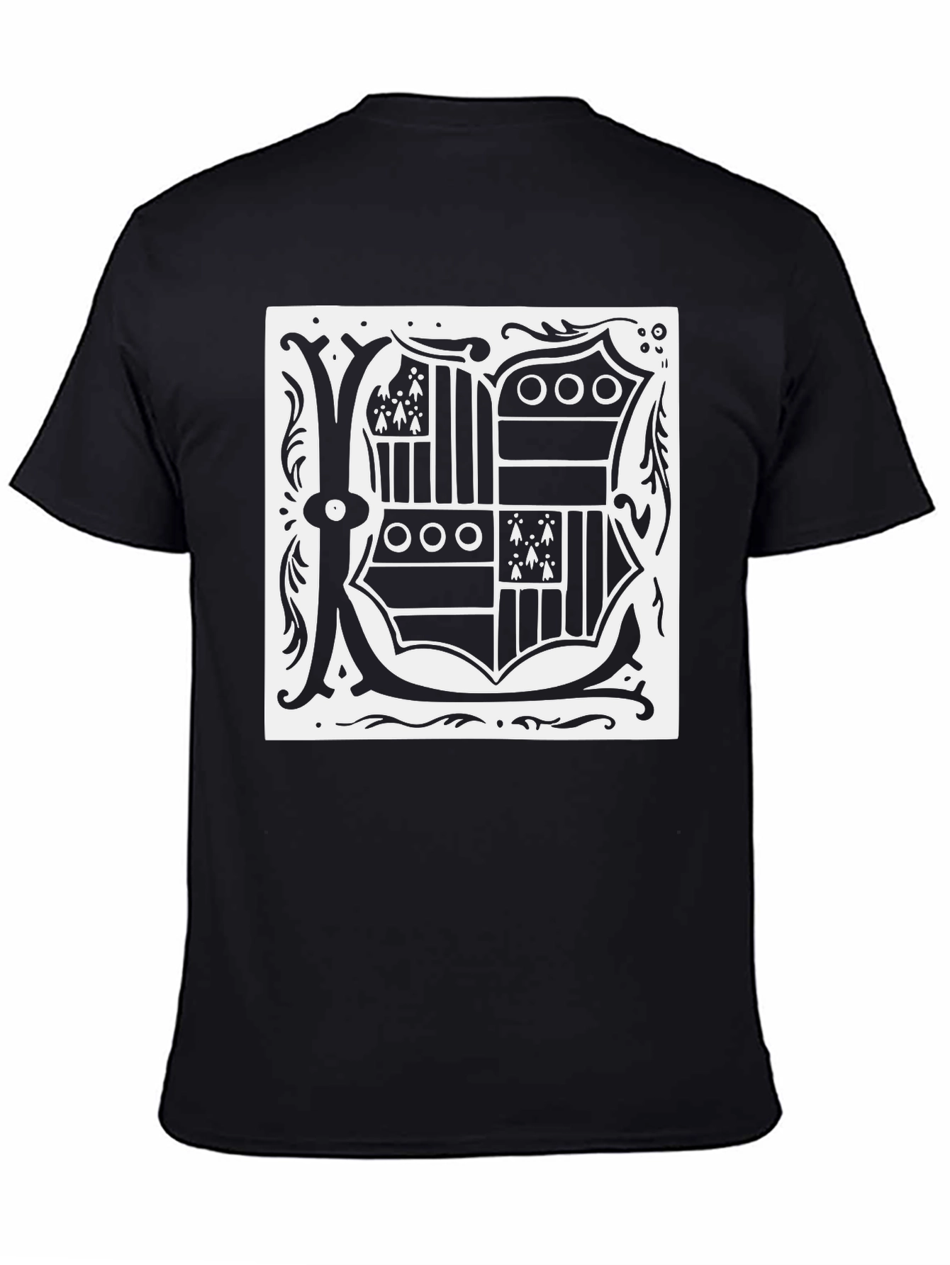 Black T-Shirt with Ornate Letter K Design