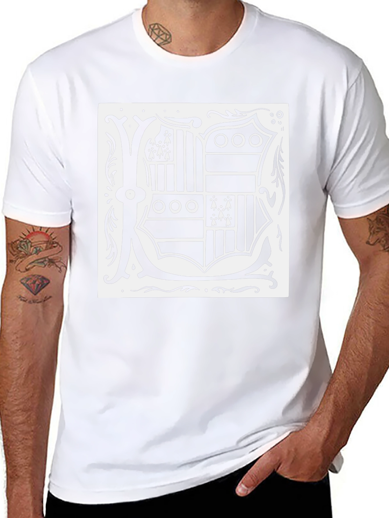 Black T-Shirt with Ornate Letter K Design