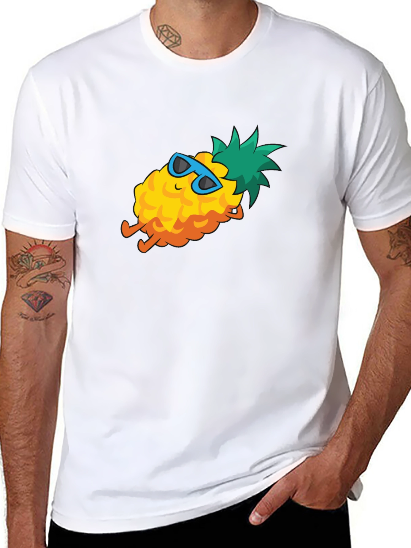 Cool Pineapple Graphic Tee - Black Cotton T-Shirt
