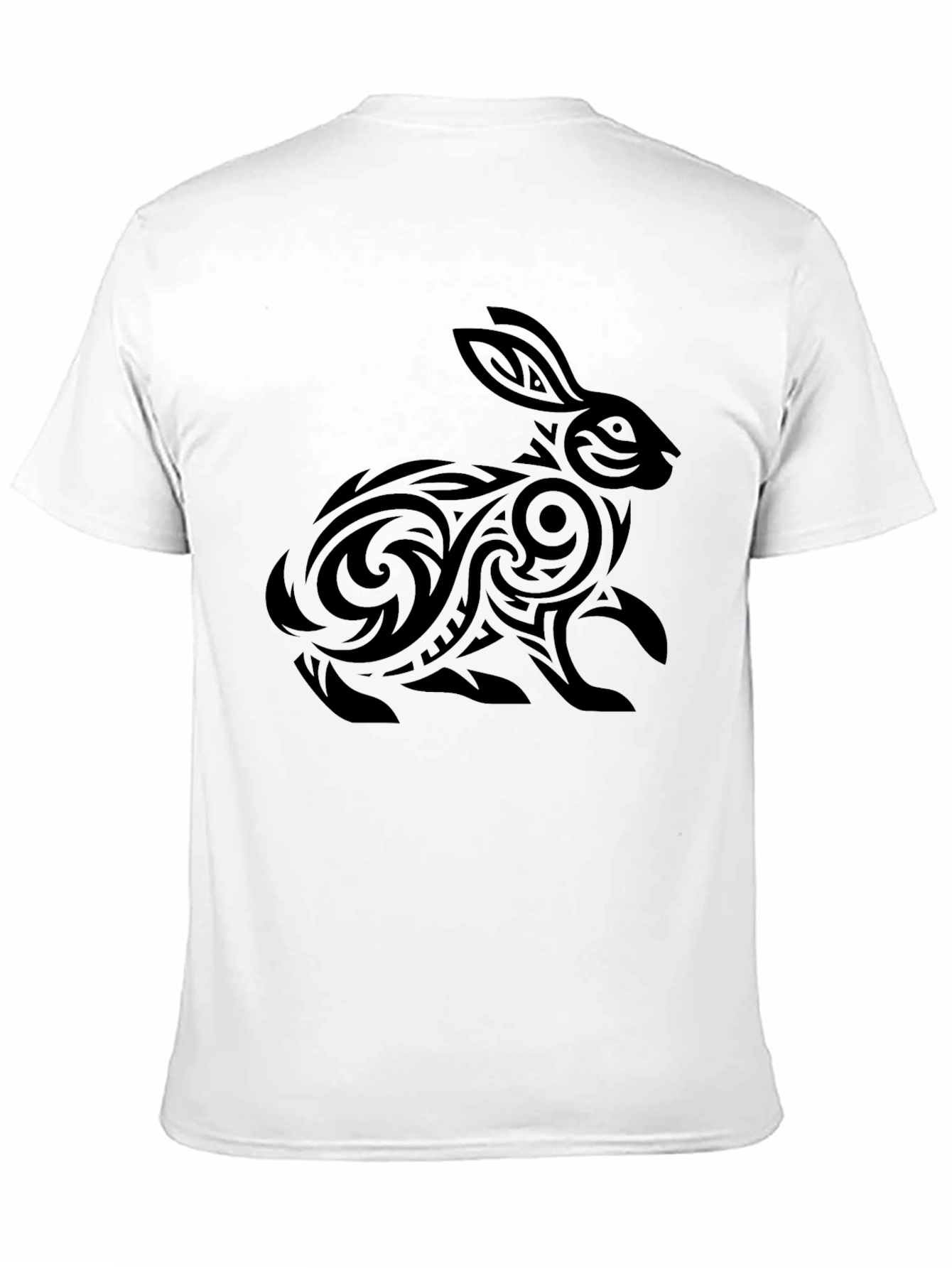 Tribal Rabbit Graphic Tee - Black Cotton Shirt
