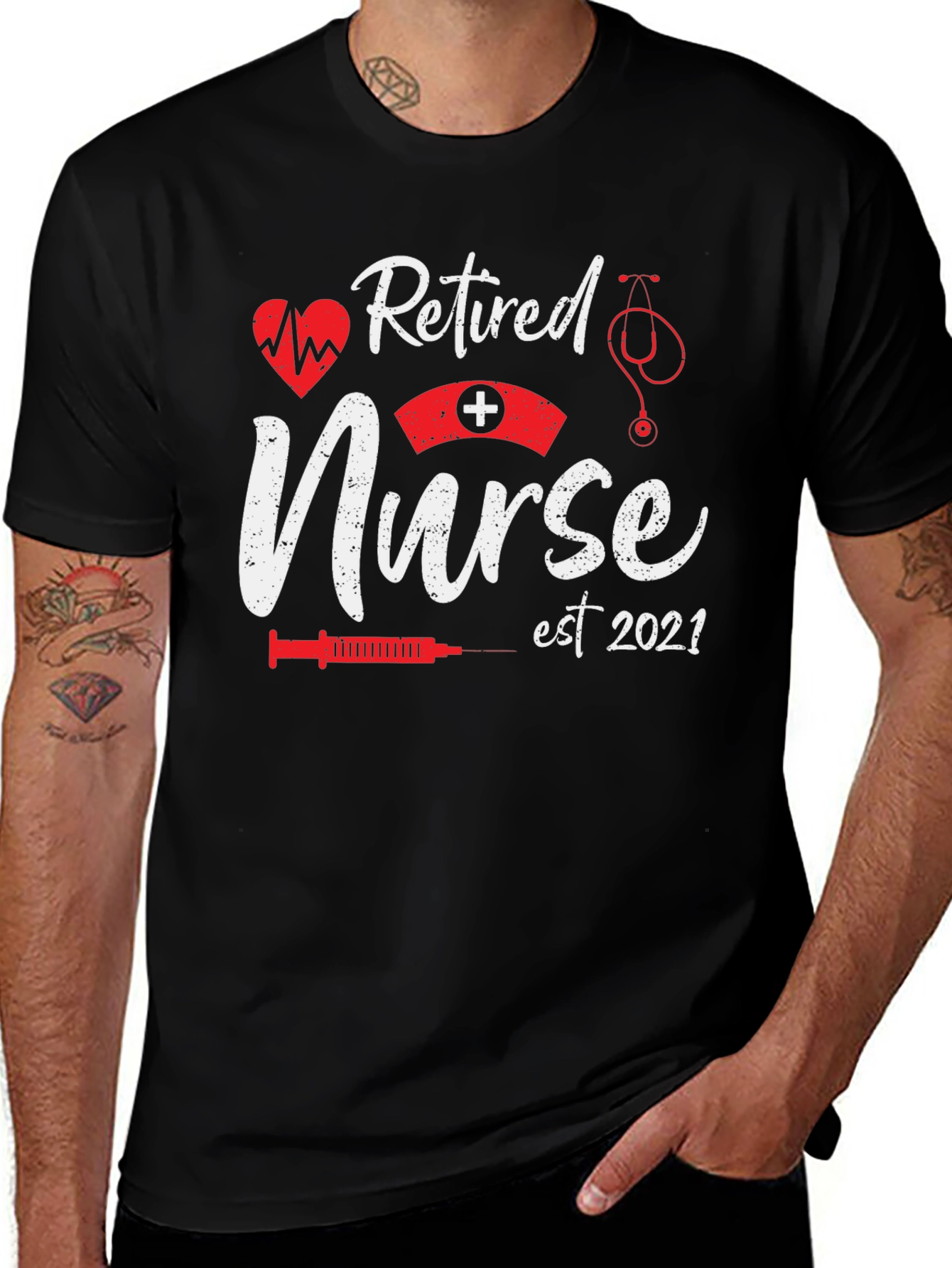 Retired Nurse Est 2021 Black T-Shirt