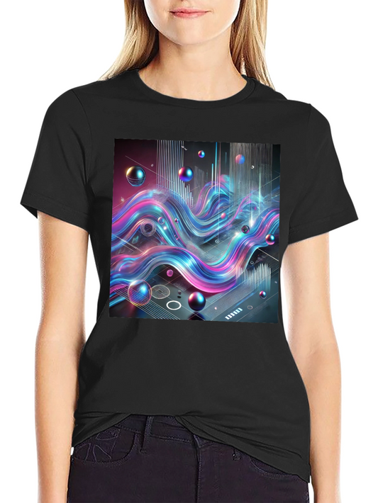 Abstract Wave Graphic Tee - Modern Style