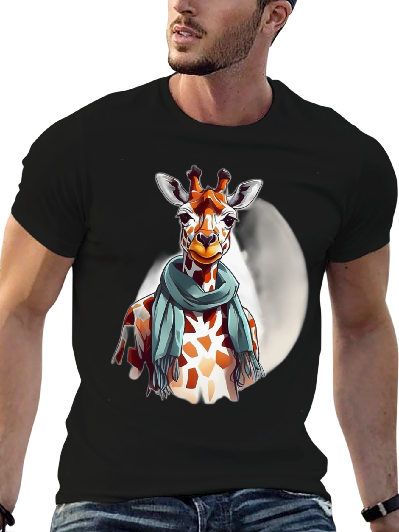 Giraffe Scarf Graphic Tee - Unique Design