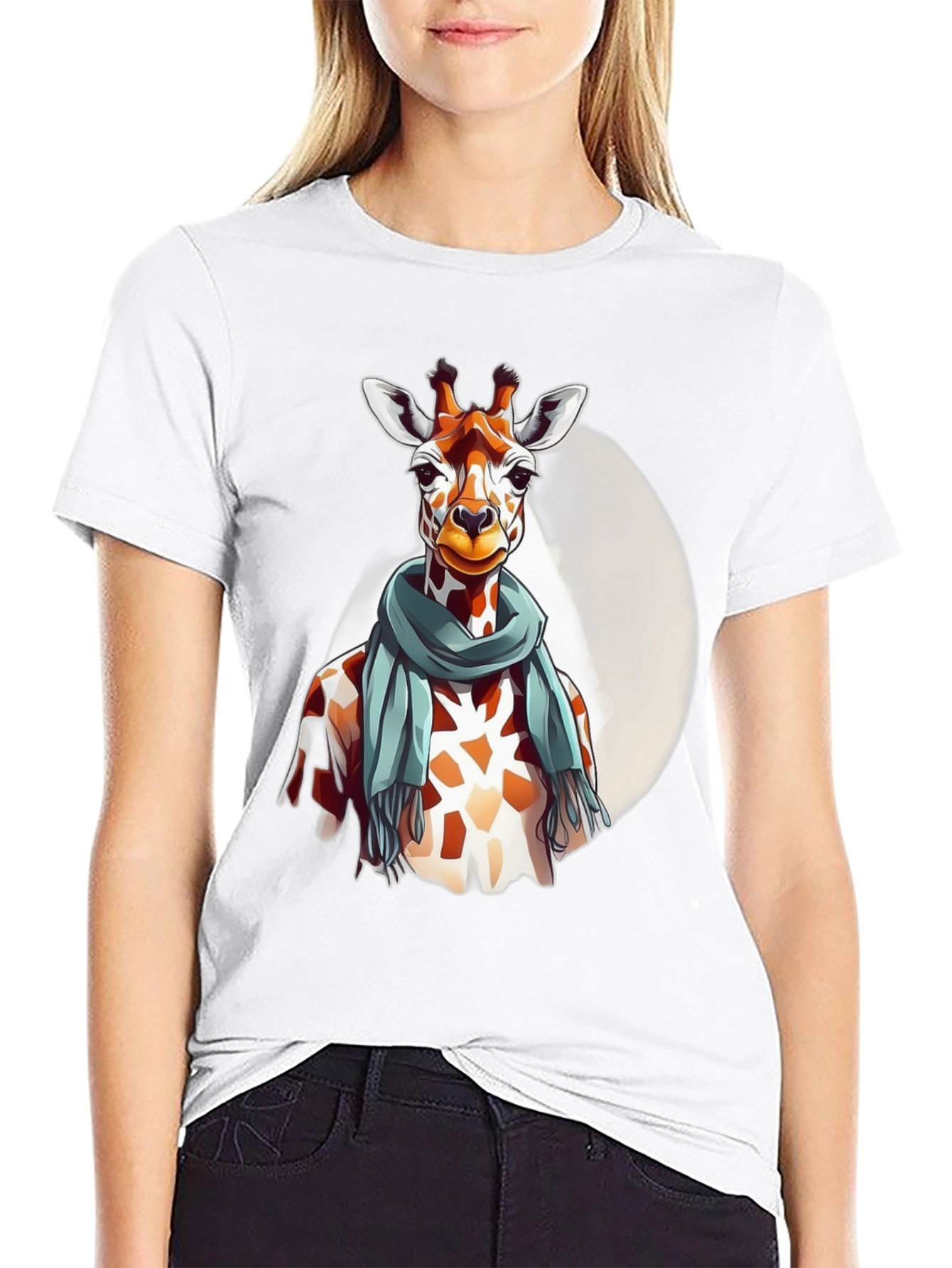 Giraffe Scarf Graphic Tee - Unique Design