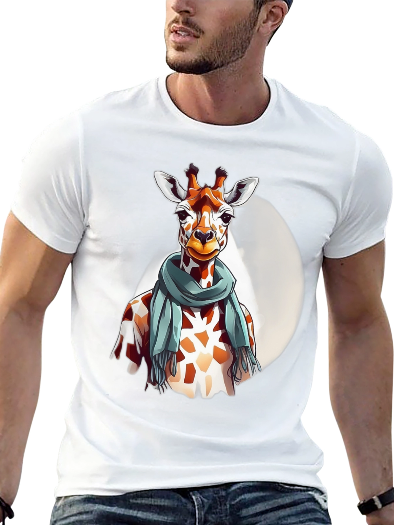 Giraffe Scarf Graphic Tee - Unique Design