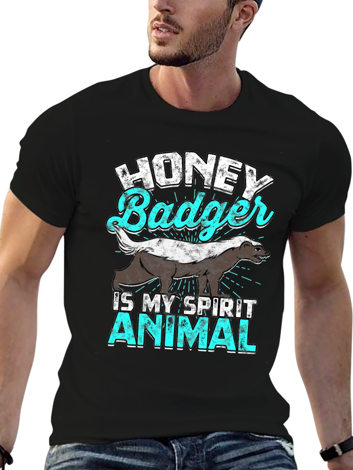 Honey Badger Spirit Animal T-Shirt - Black Cotton Tee