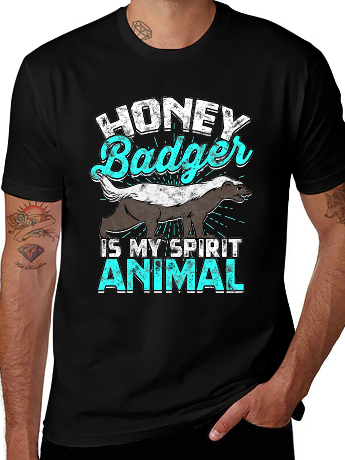 Honey Badger Spirit Animal T-Shirt - Black Cotton Tee