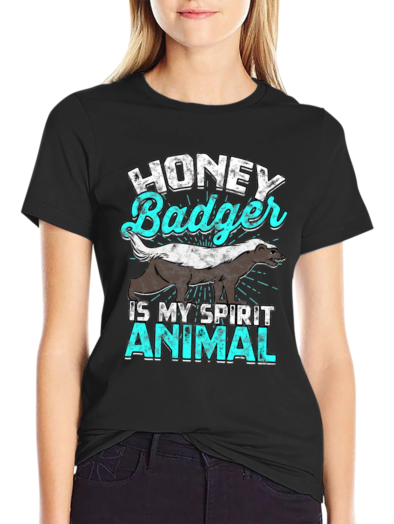 Honey Badger Spirit Animal T-Shirt - Black Cotton Tee