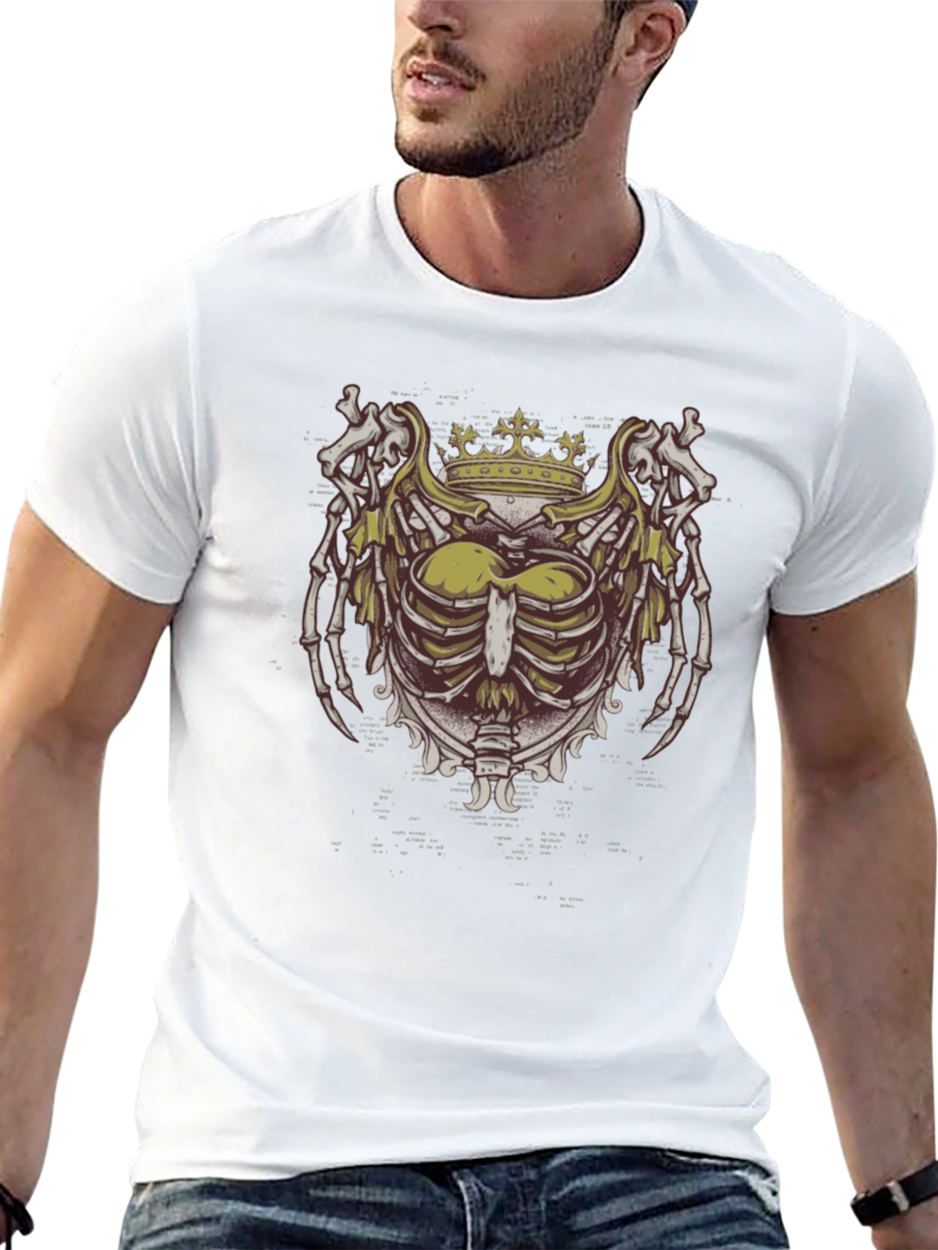 Gothic Crown Ribcage Black T-Shirt
