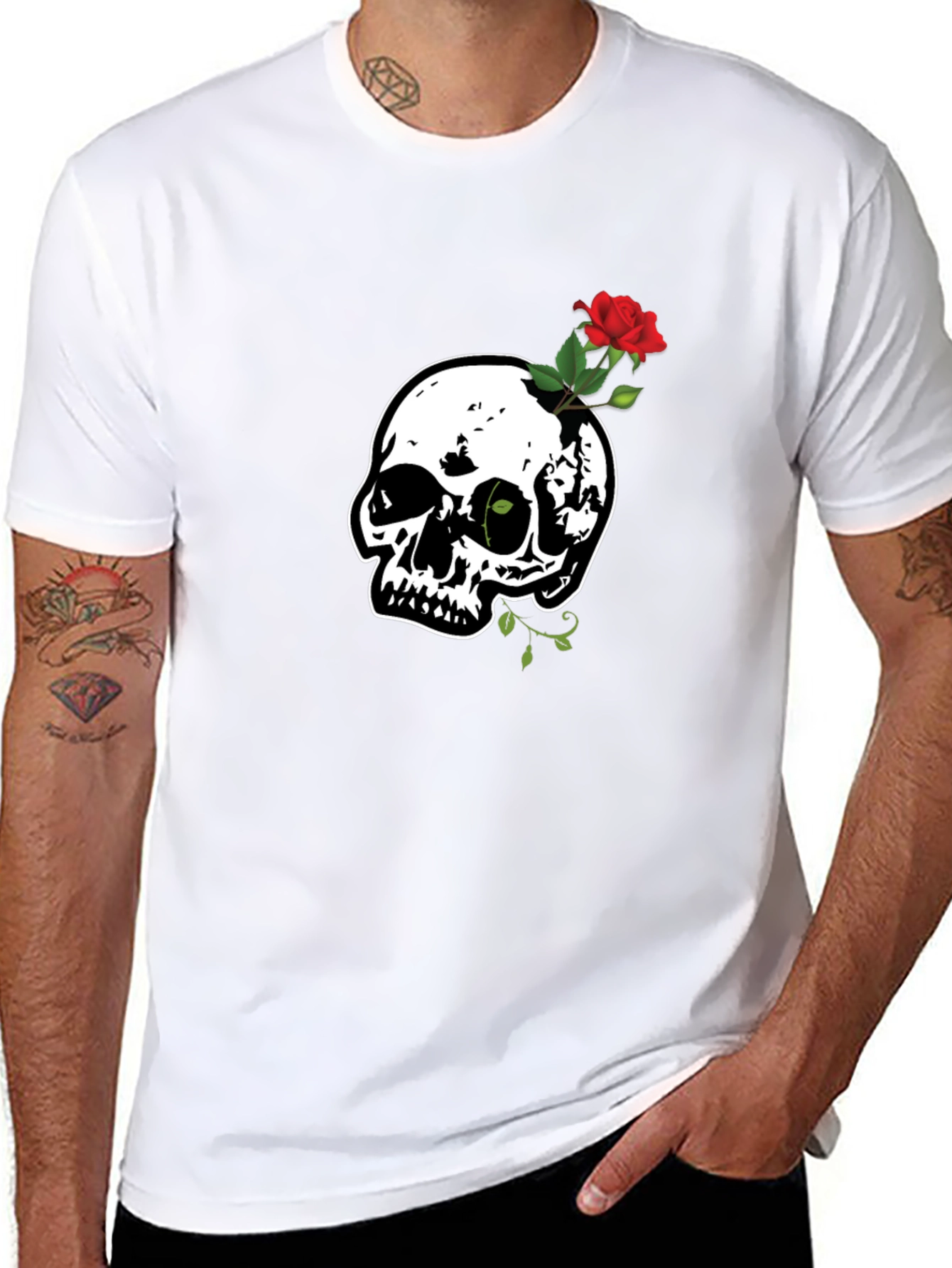 Skull & Rose Graphic Tee - Black T-Shirt