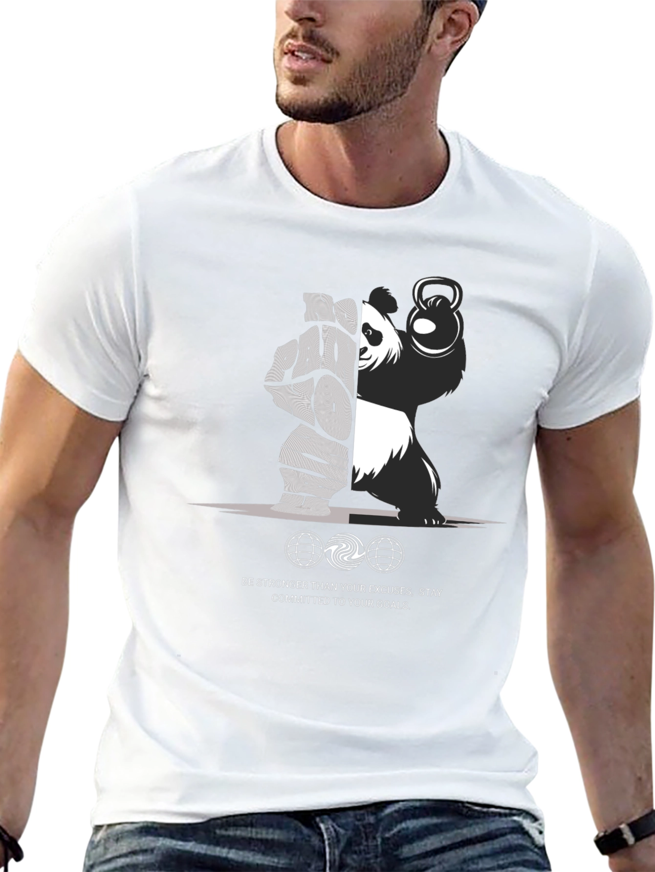 Motivational Panda Lifting Kettlebell T-Shirt