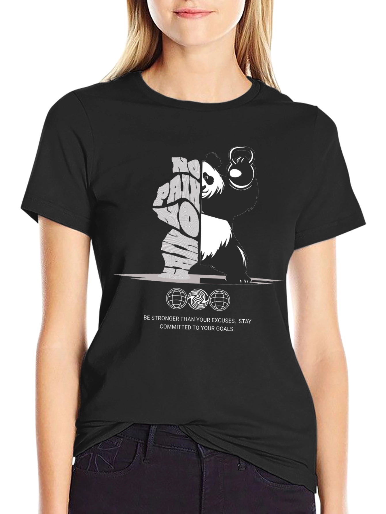 Motivational Panda Lifting Kettlebell T-Shirt