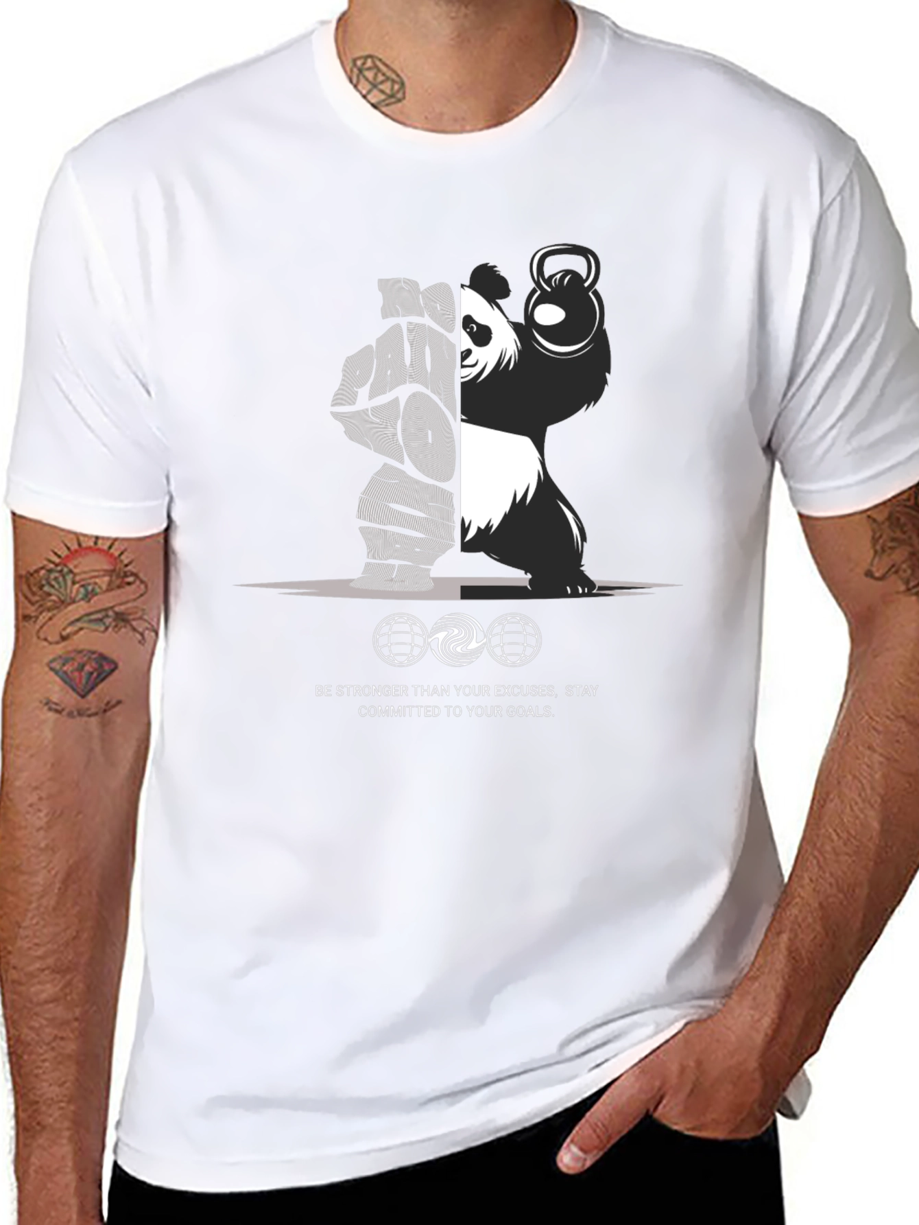 Motivational Panda Lifting Kettlebell T-Shirt