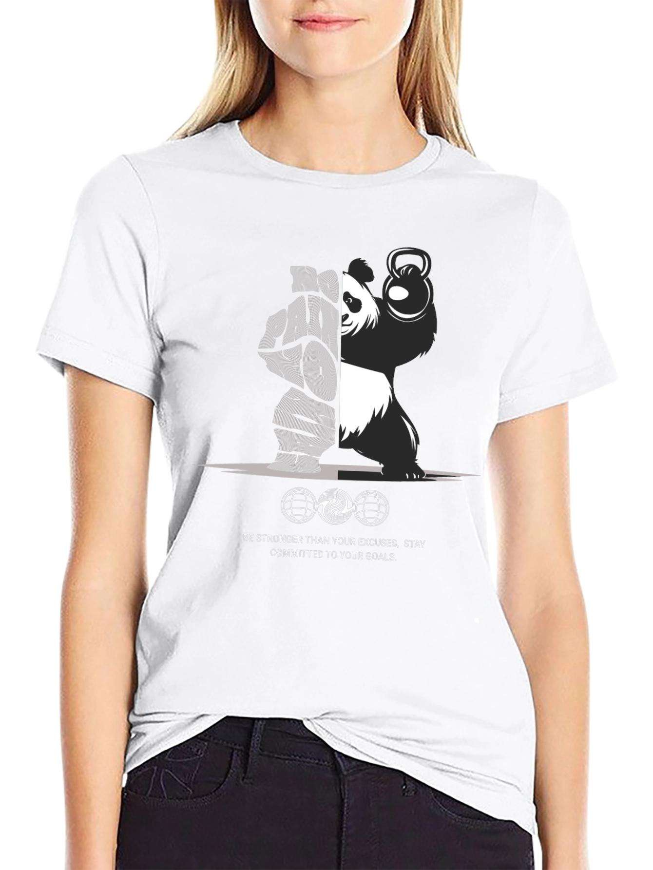 Motivational Panda Lifting Kettlebell T-Shirt