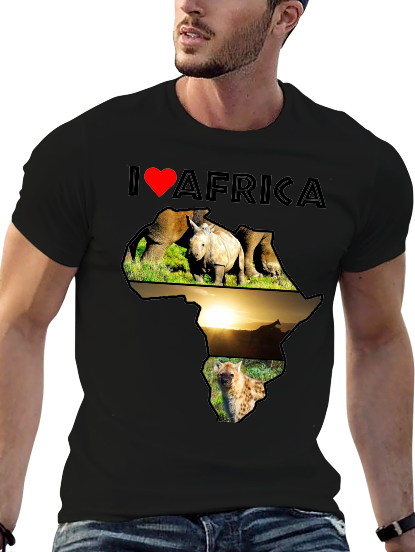 I Love Africa T-Shirt - Wildlife & Continent Design